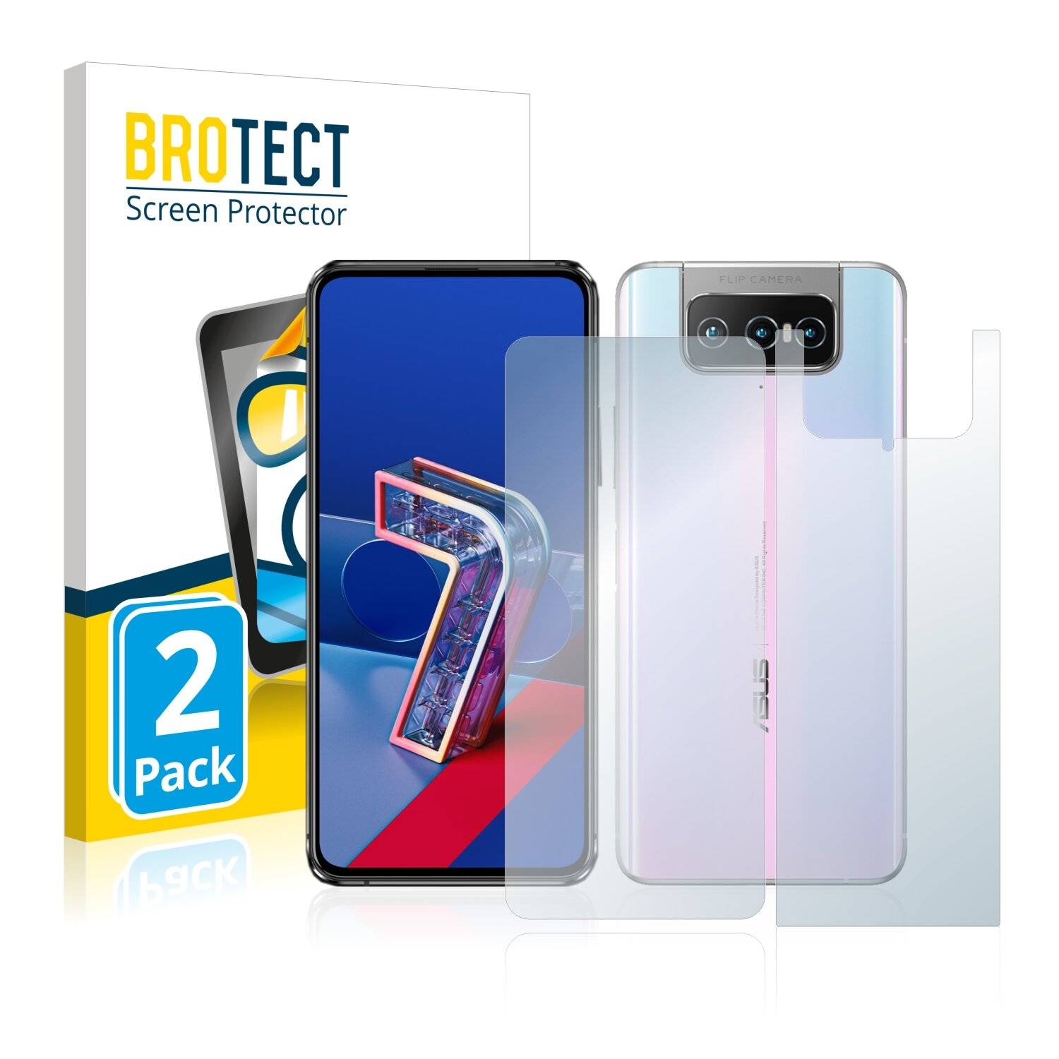 2x BROTECT HD-Clear Displayschutzfolie für Asus Zenfone 7 Pro ZS671KS (Vorder +