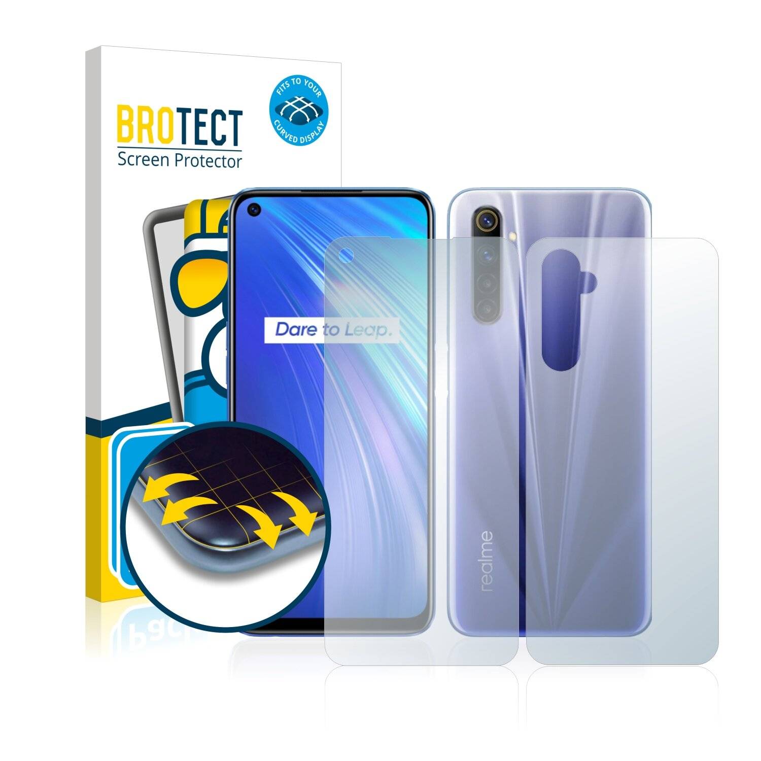 2x BROTECT Flex Full-Cover Displayschutzfolie für Realme 6 (Vorder +