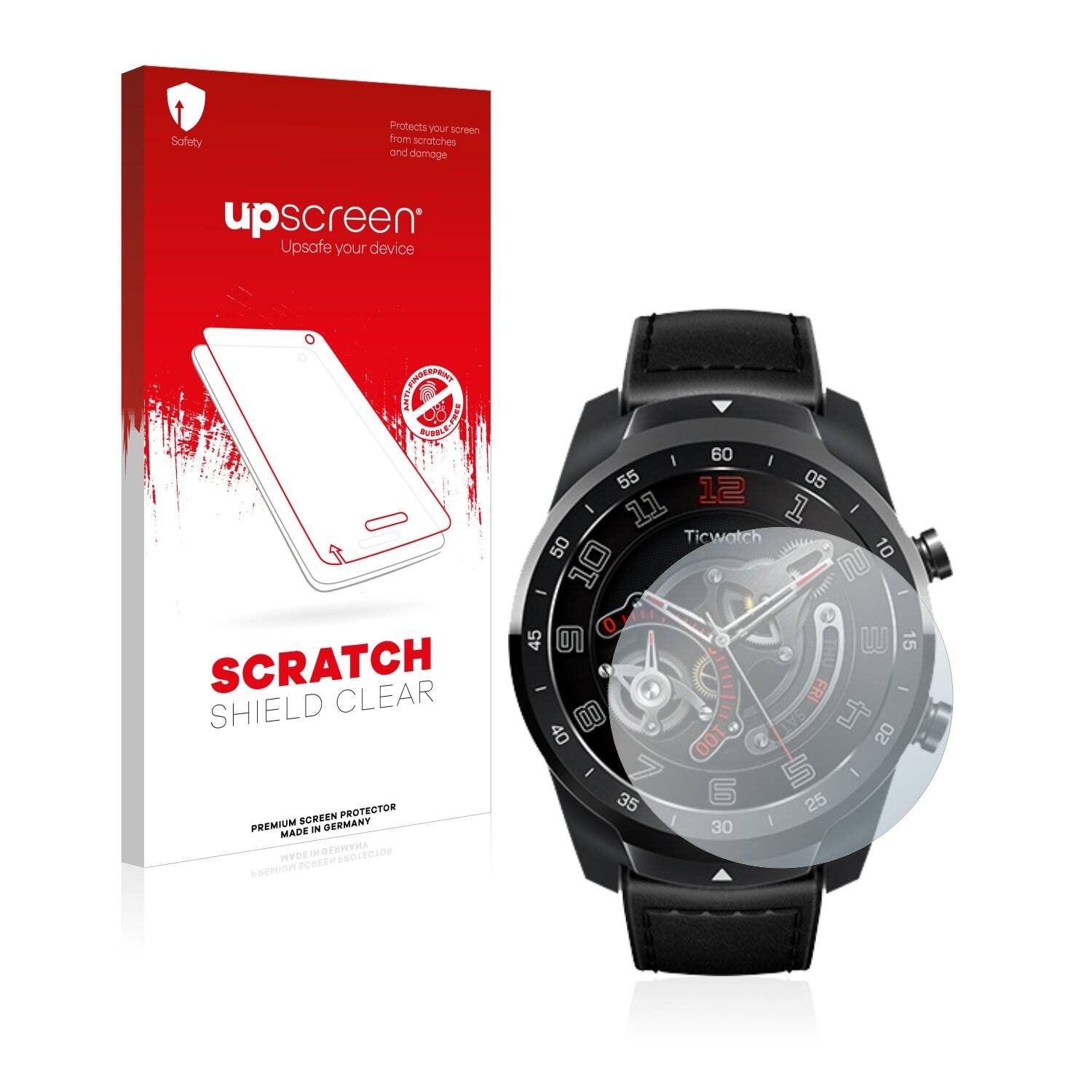 upscreen Scratch Shield Clear Premium Displayschutzfolie für Mobvoi Ticwatch Pro
