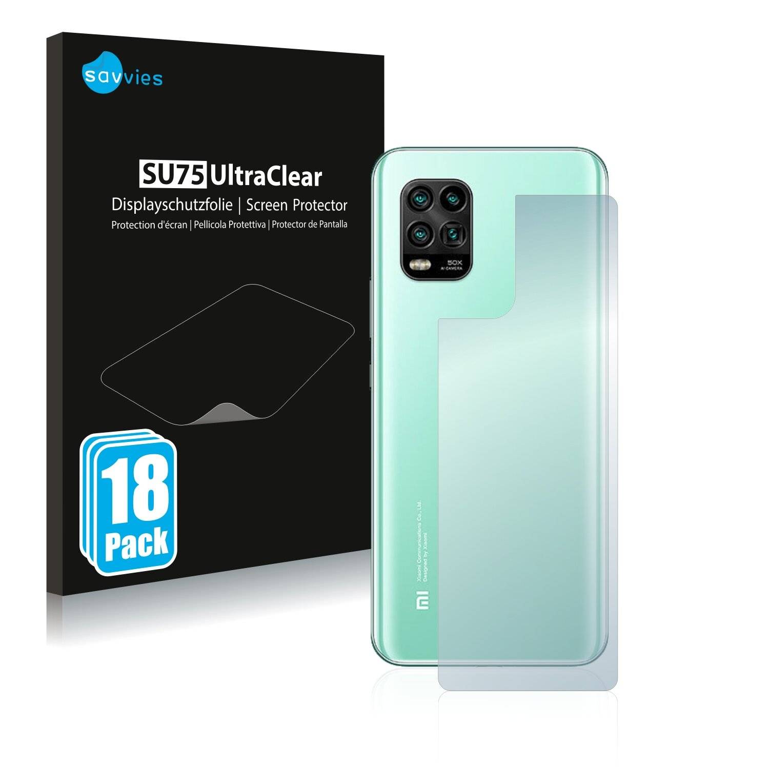 18x Savvies SU75 Displayschutzfolie für Xiaomi Mi 10 Lite Zoom