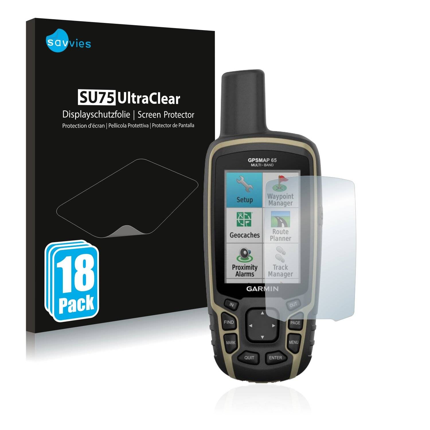 18x Savvies SU75 Displayschutzfolie für Garmin GPSMAP