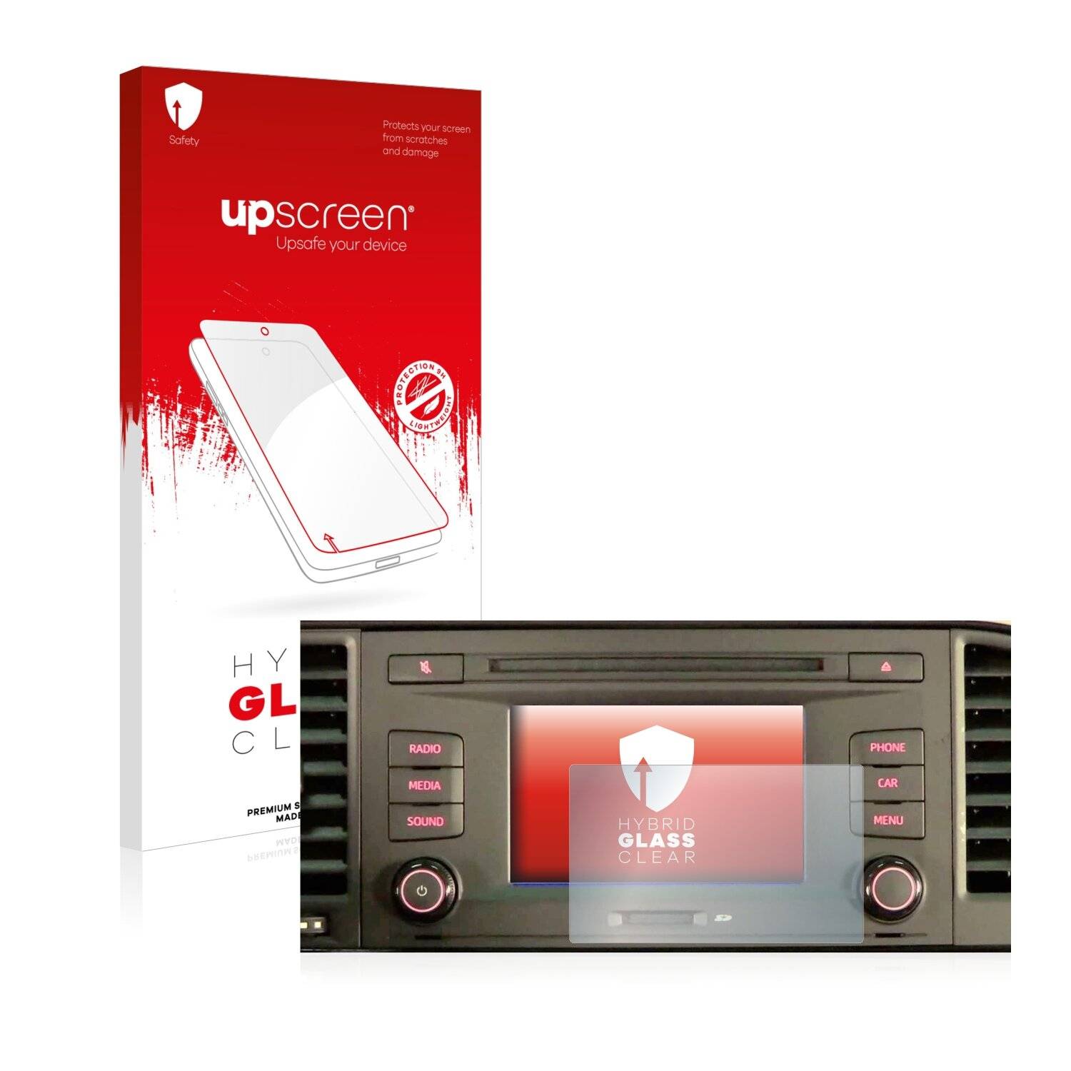 upscreen Hybrid Glass Clear Premium Schutzglas Folie für Seat Leon III 2012-2020 Media System