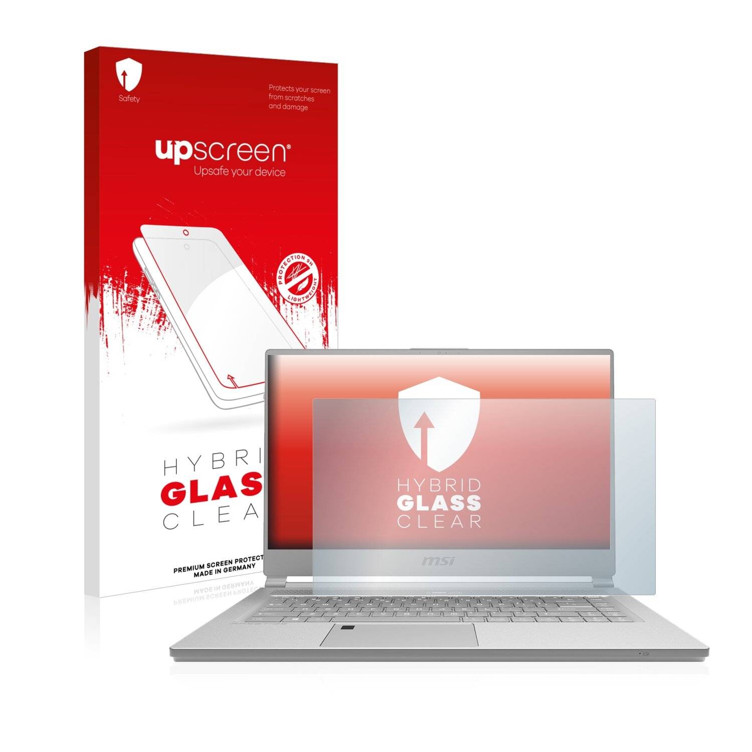 upscreen Hybrid Glass Clear Premium Schutzglas Folie für MSI P65