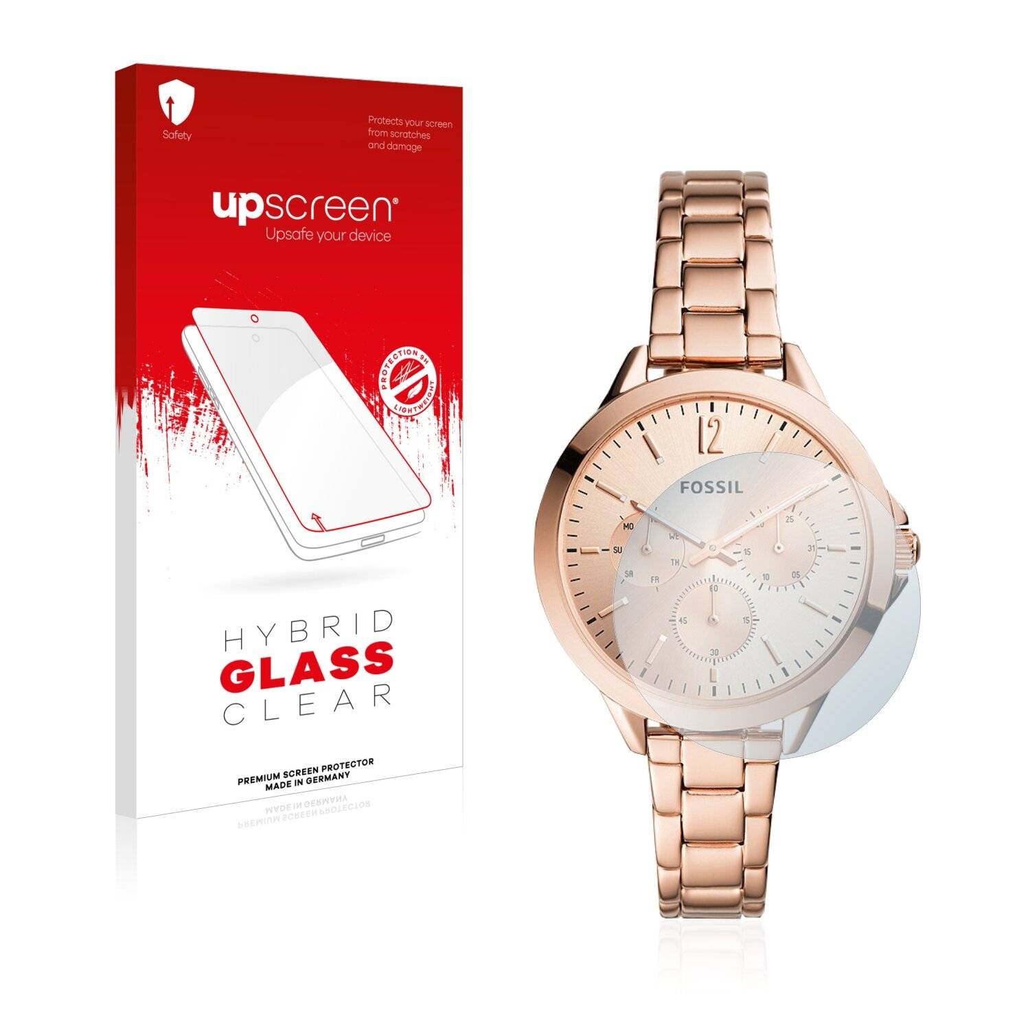 upscreen Hybrid Glass Clear Premium Schutzglas Folie für Fossil Hybrid