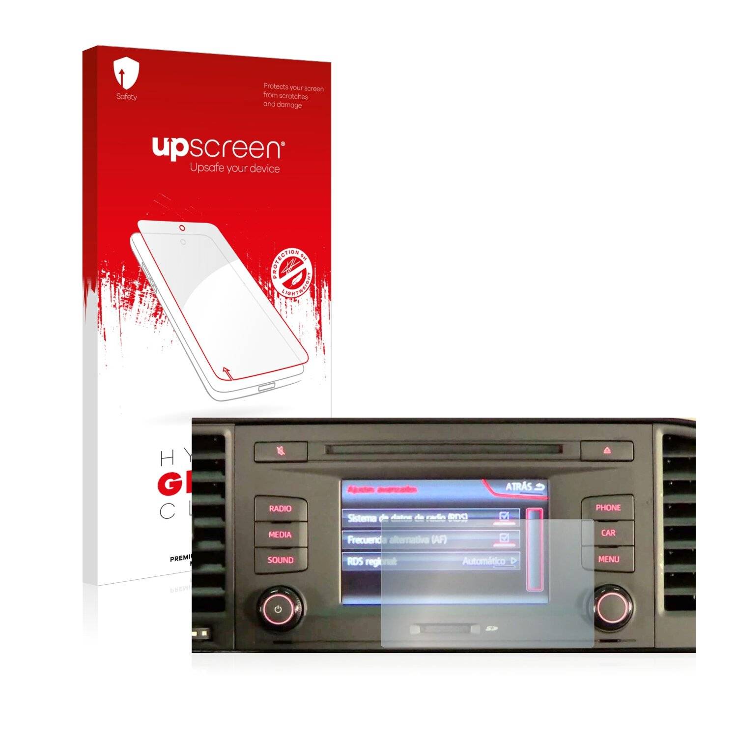 upscreen Hybrid Glass Clear Premium Schutzglas Folie für Seat Tarraco 2018-2020 Media System