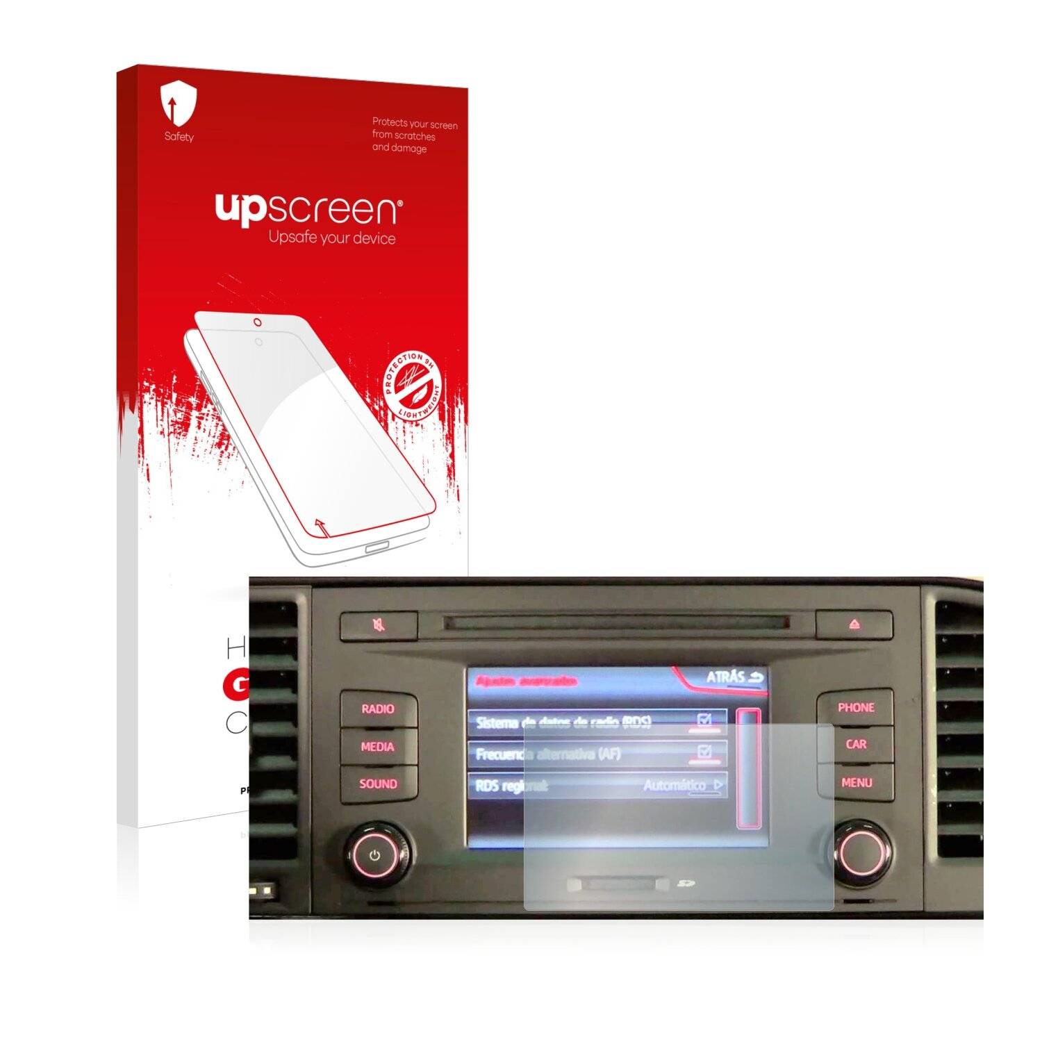 upscreen Hybrid Glass Clear Premium Schutzglas Folie für Seat Ateca 2016-2020 Media System