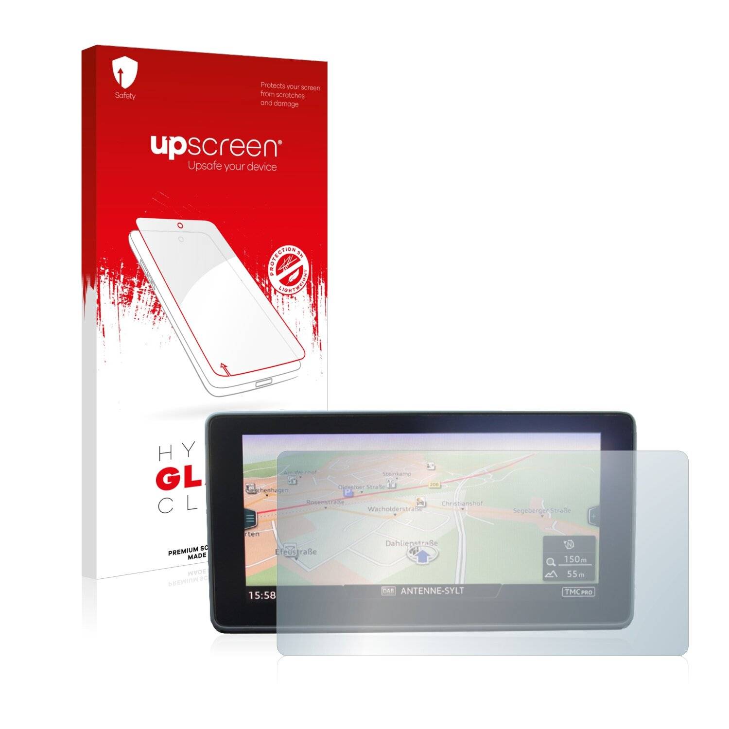 upscreen Hybrid Glass Clear Premium Schutzglas Folie für Audi TT FV 2014-2018