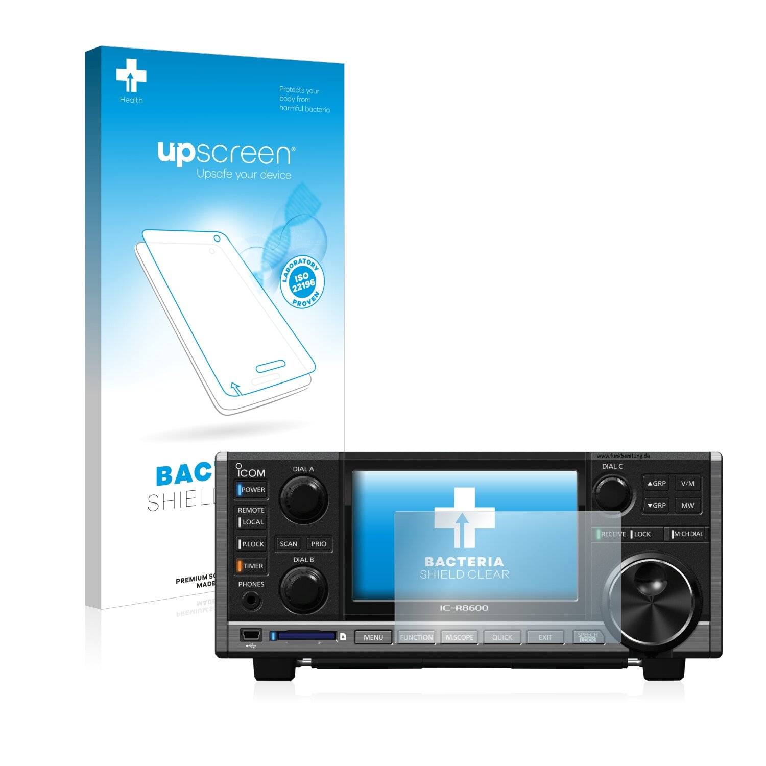 upscreen Bacteria Shield Clear Premium Antibakterielle Displayschutzfolie für Icom