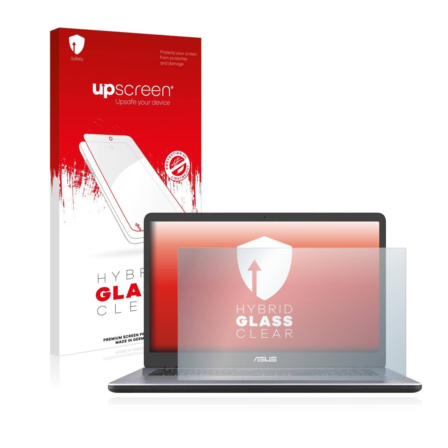 upscreen Hybrid Glass Clear Premium Schutzglas Folie für Asus VivoBook
