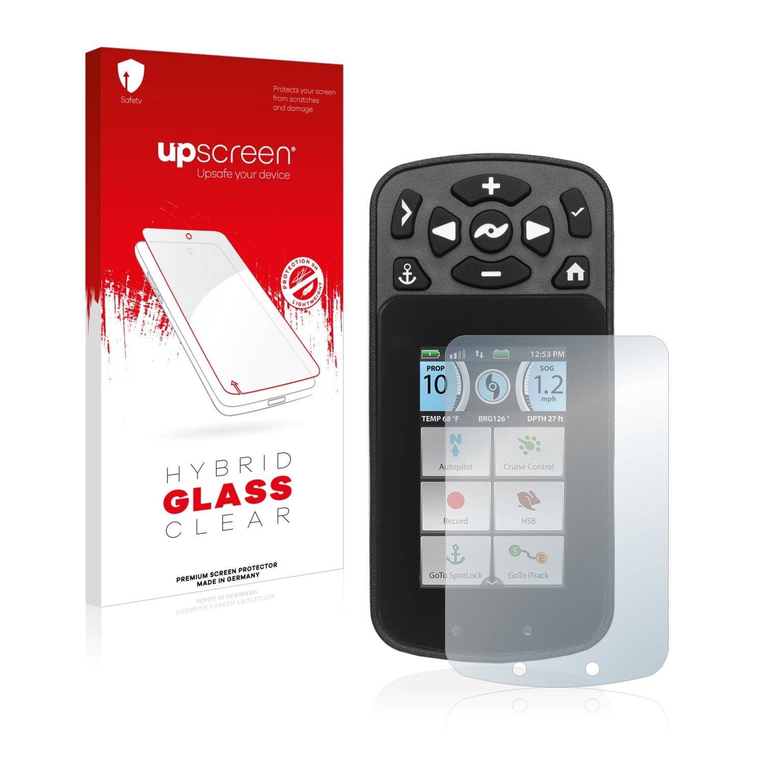 upscreen Hybrid Glass Clear Premium Schutzglas Folie für Minn Kota I-Pilot