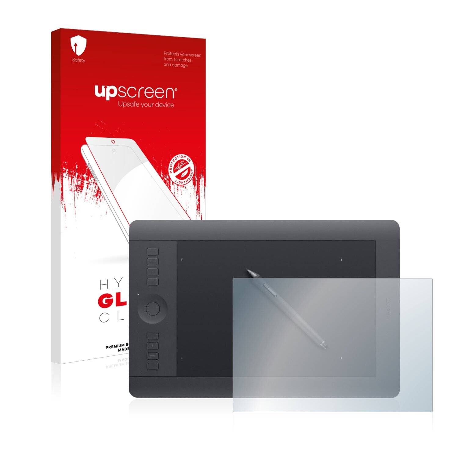upscreen Hybrid Glass Clear Premium Schutzglas Folie für Wacom Intuos Pro S