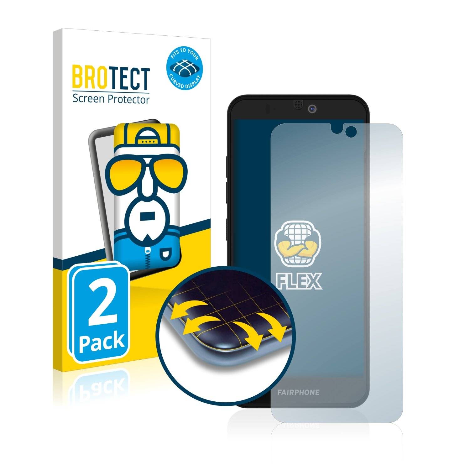 2x BROTECT Flex Full-Cover Displayschutzfolie für Fairphone 3
