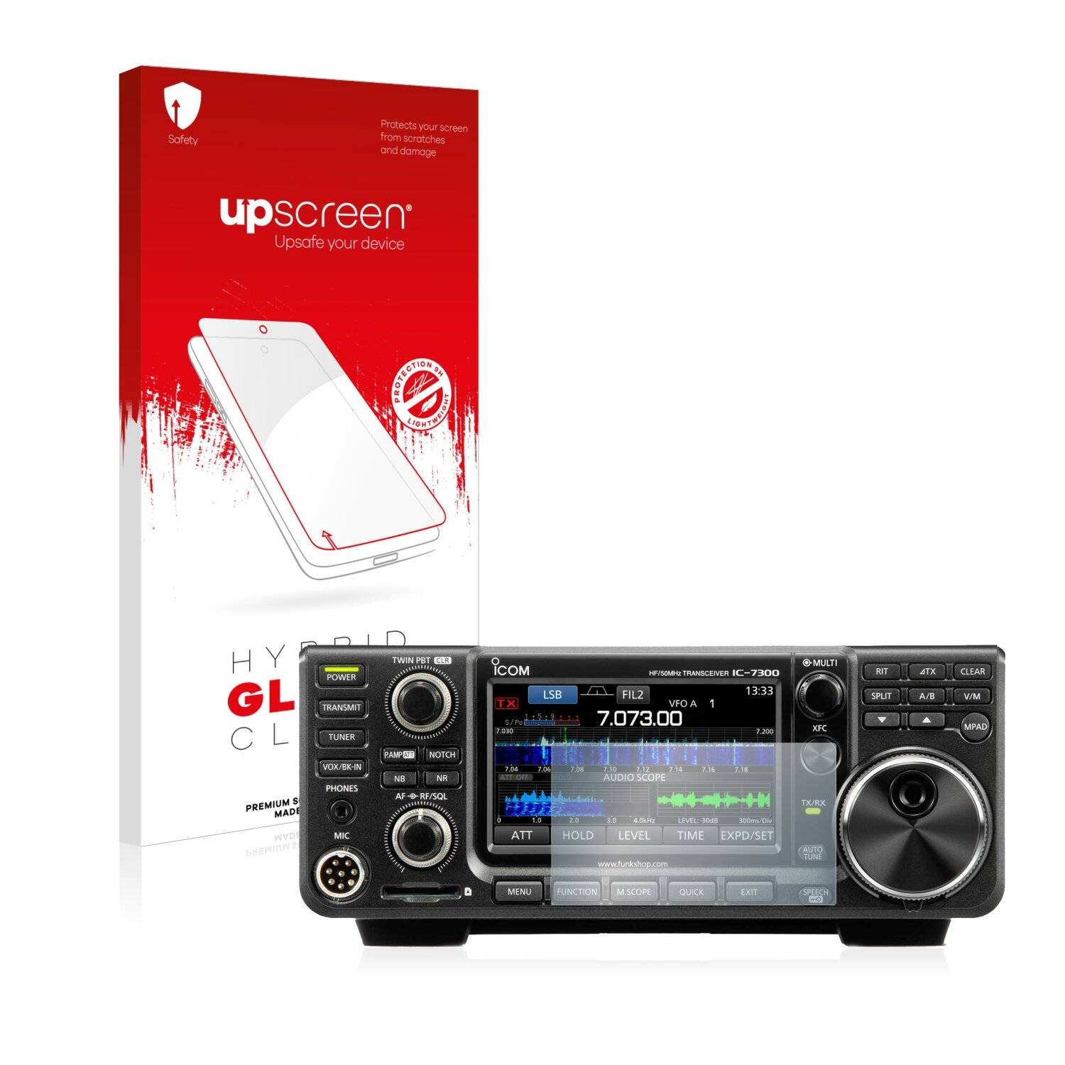 upscreen Hybrid Glass Clear Premium Schutzglas Folie für Icom
