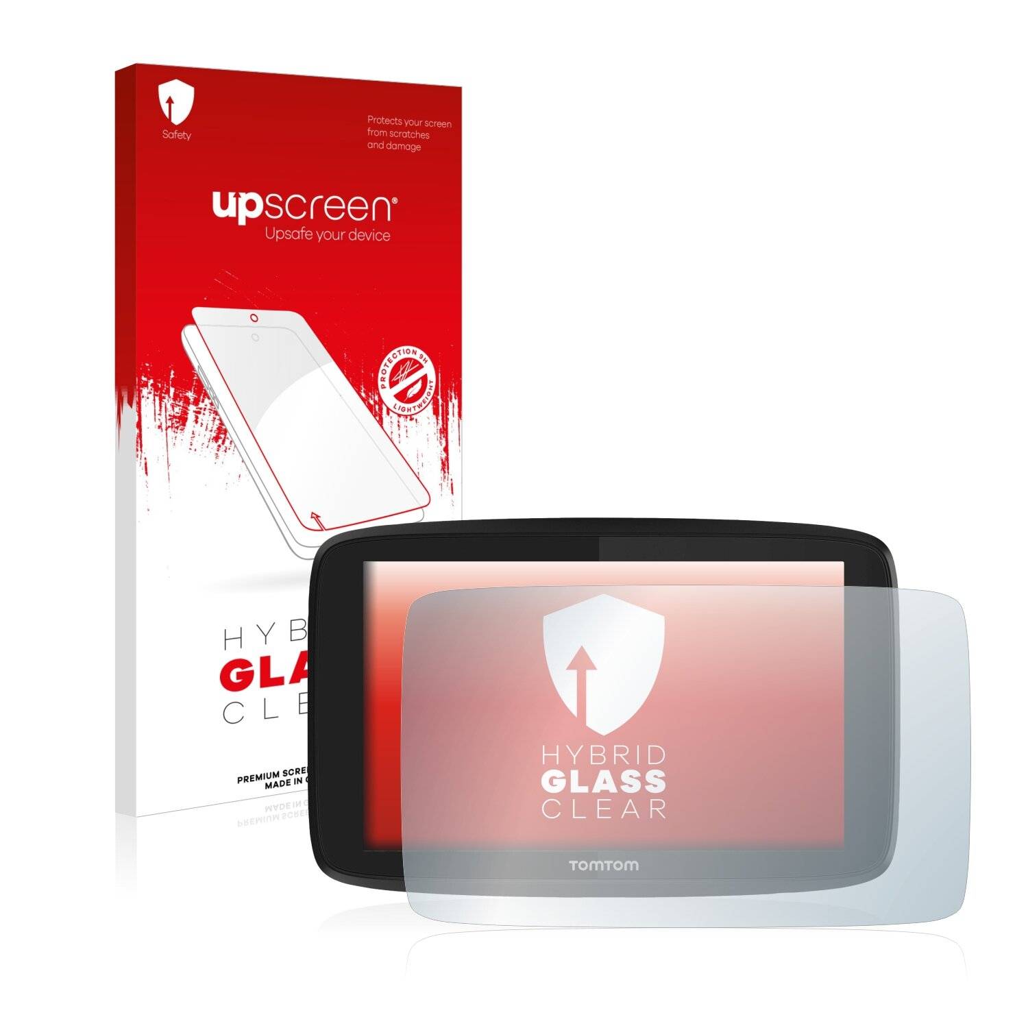 upscreen Hybrid Glass Clear Premium Schutzglas Folie für TomTom Go Professional