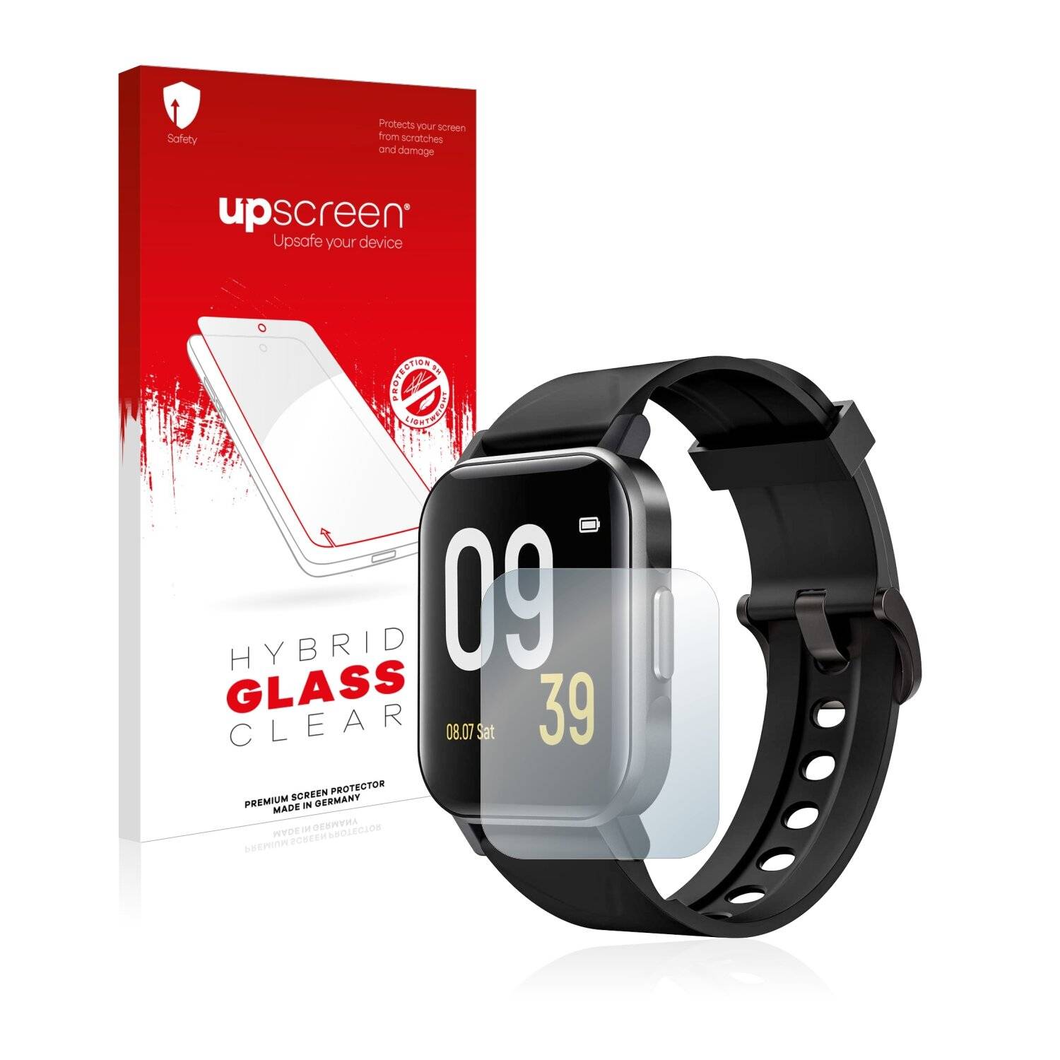 upscreen Hybrid Glass Clear Premium Schutzglas Folie für Soundpeats Watch