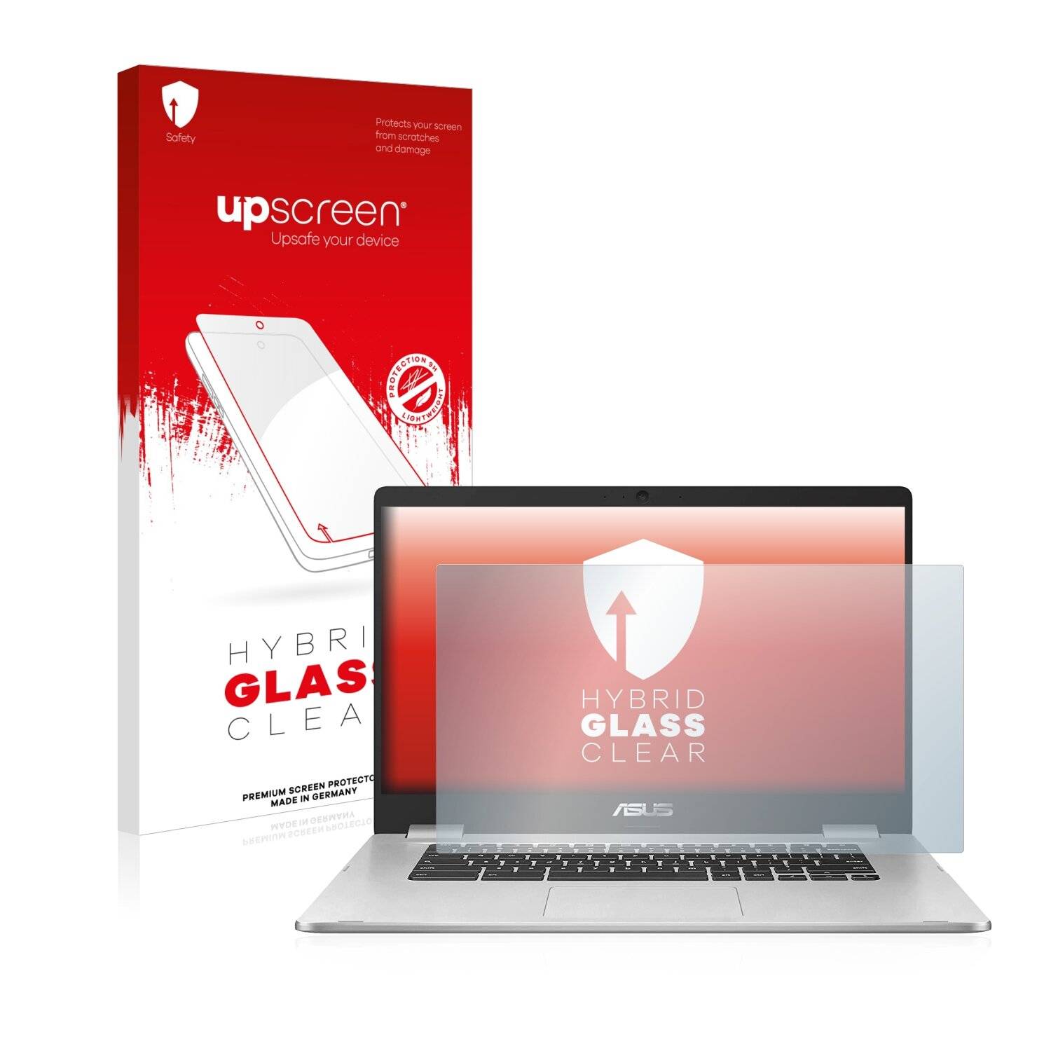 upscreen Hybrid Glass Clear Premium Schutzglas Folie für Asus Chromebook