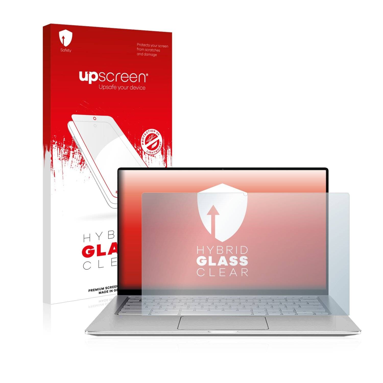 upscreen Hybrid Glass Clear Premium Schutzglas Folie für Asus Chromebook Flip