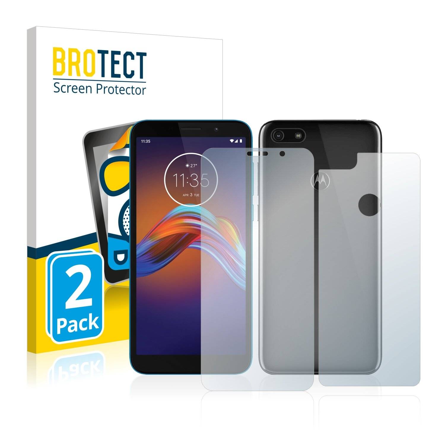 2x BROTECT Matte Displayschutzfolie für Motorola Moto E6 Play (Vorder + Rückseite) -