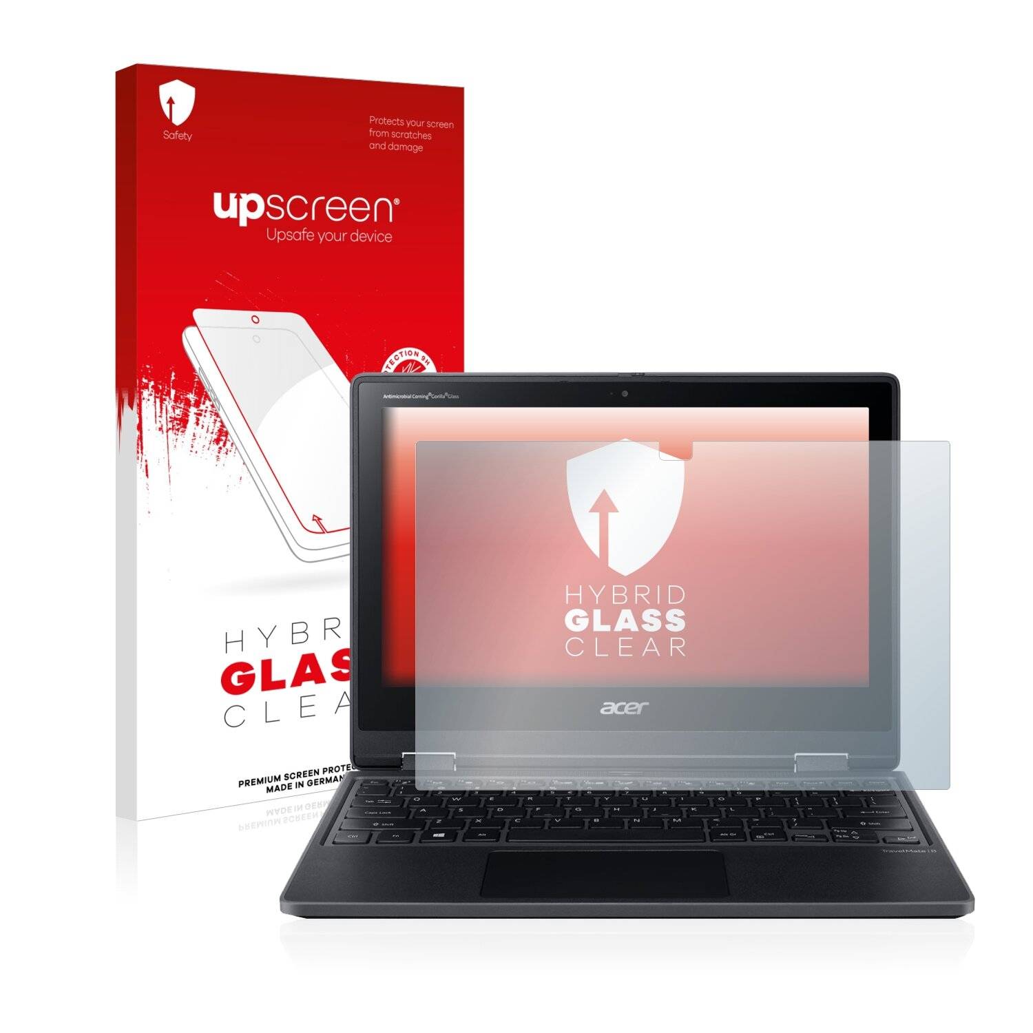 upscreen Hybrid Glass Clear Premium Schutzglas Folie für Acer TravelMate Spin
