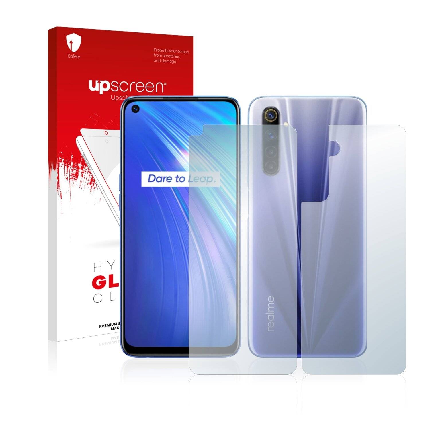 upscreen Hybrid Glass Clear Premium Schutzglas Folie für Realme 6 (Vorder +