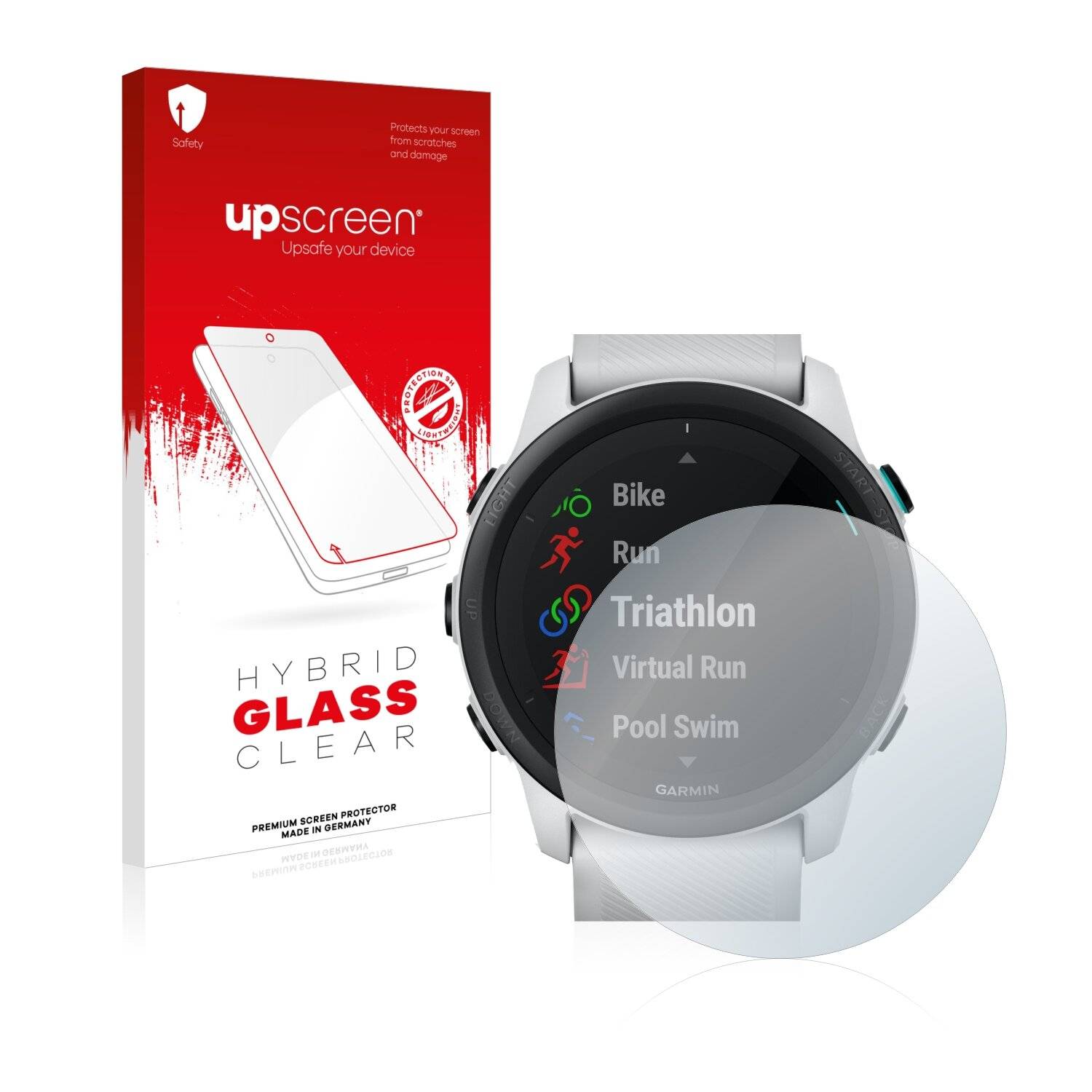 upscreen Hybrid Glass Clear Premium Schutzglas Folie für Garmin Forerunner