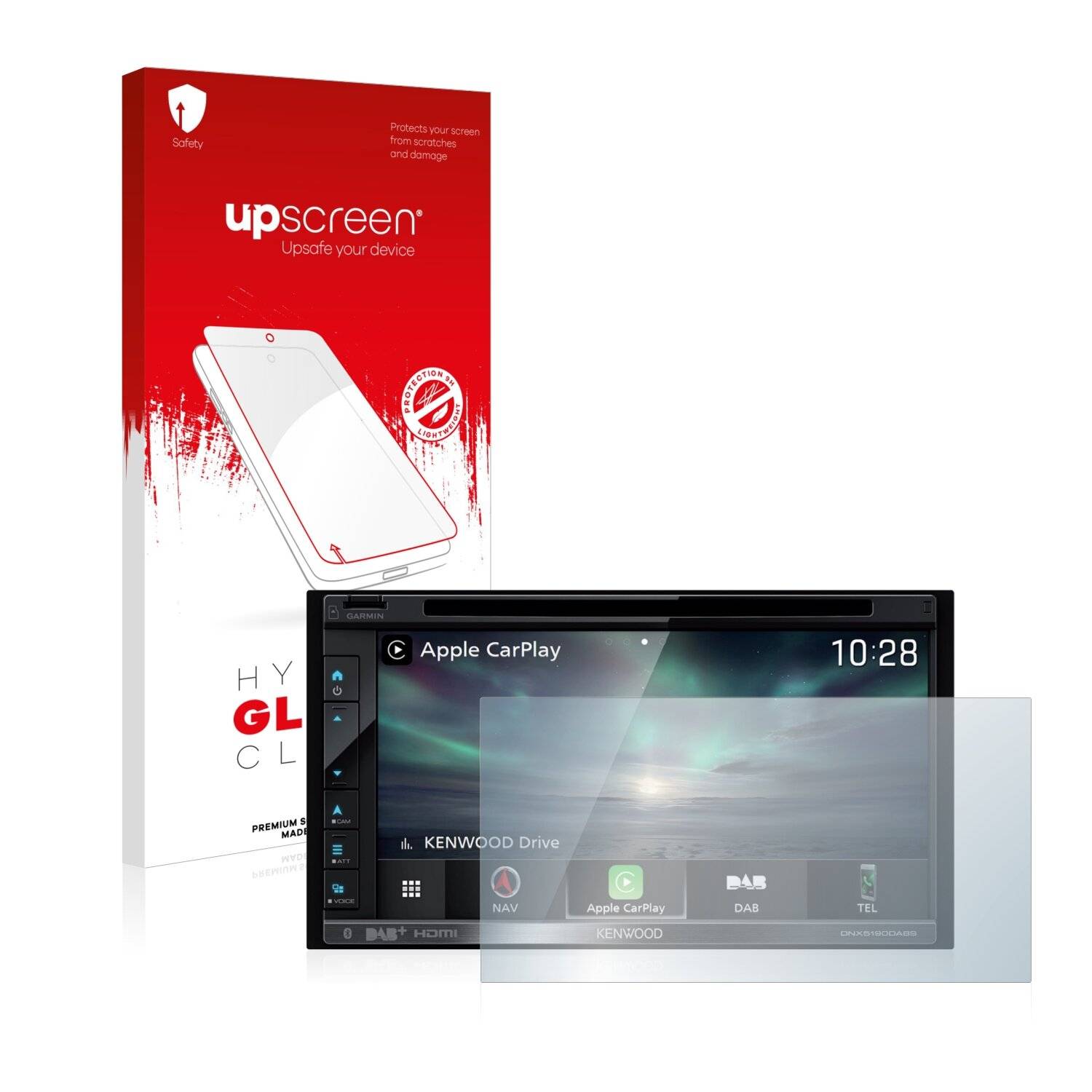 upscreen Hybrid Glass Clear Premium Schutzglas Folie für Kenwood
