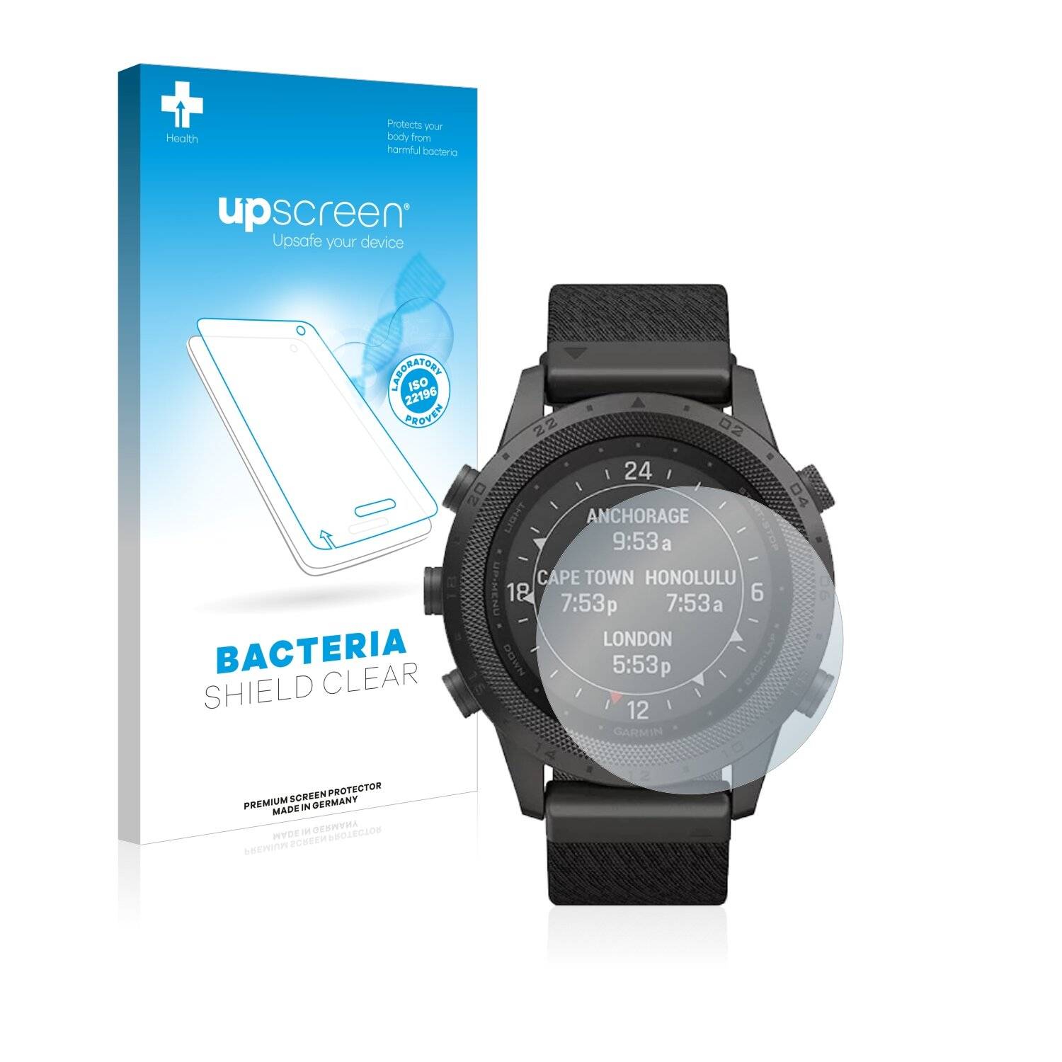 upscreen Bacteria Shield Clear Premium Antibakterielle Displayschutzfolie für Garmin Marq