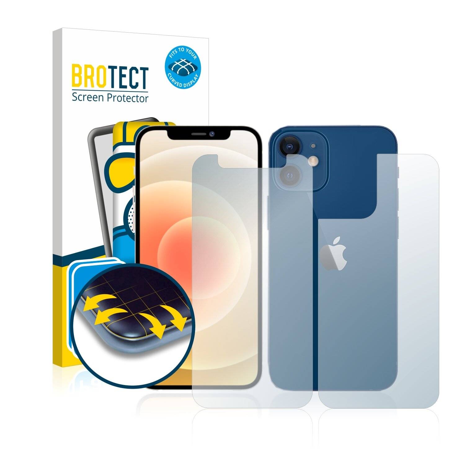 2x BROTECT Flex Matte Full-Cover Displayschutzfolie für Apple iPhone 12 mini (Vorder +