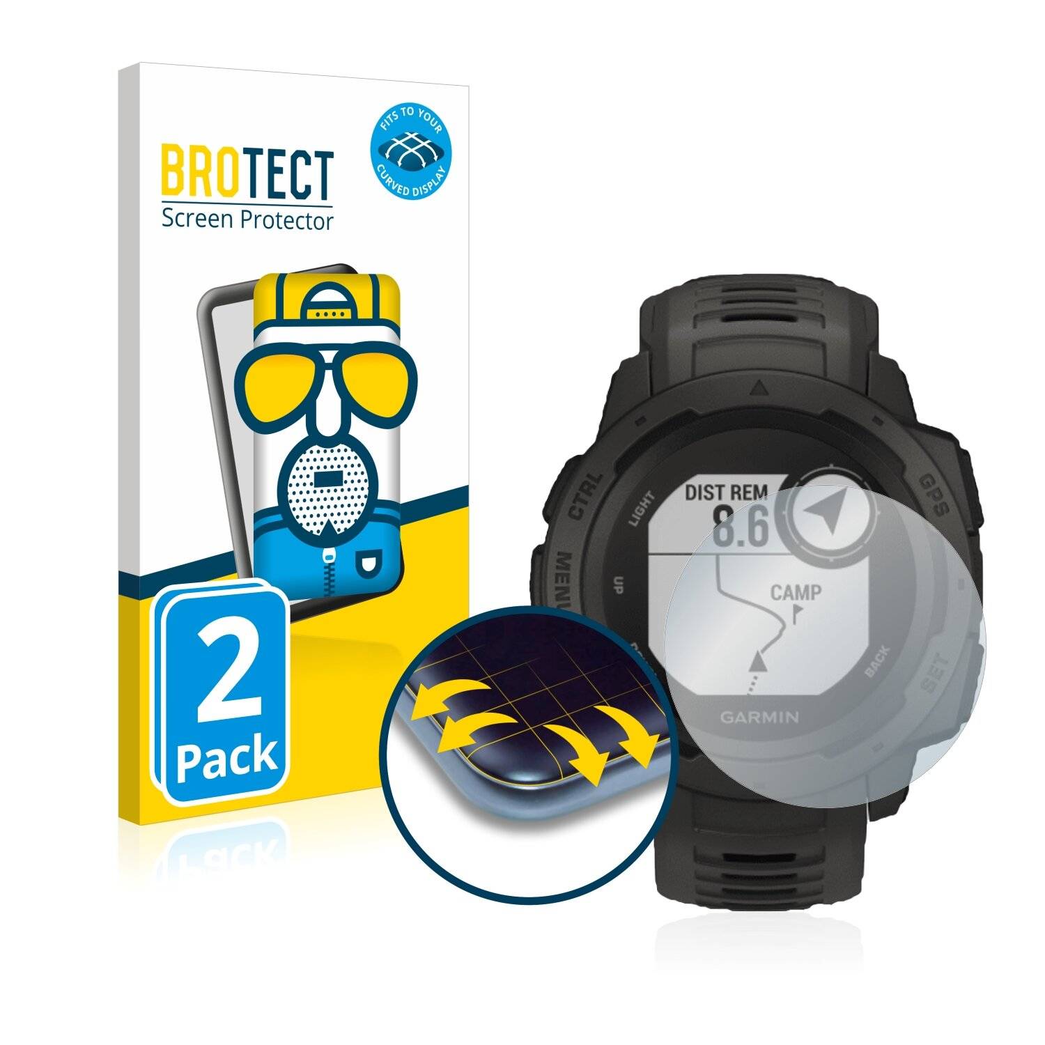 2x BROTECT Flex Matte Full-Cover Displayschutzfolie für Garmin Instinct