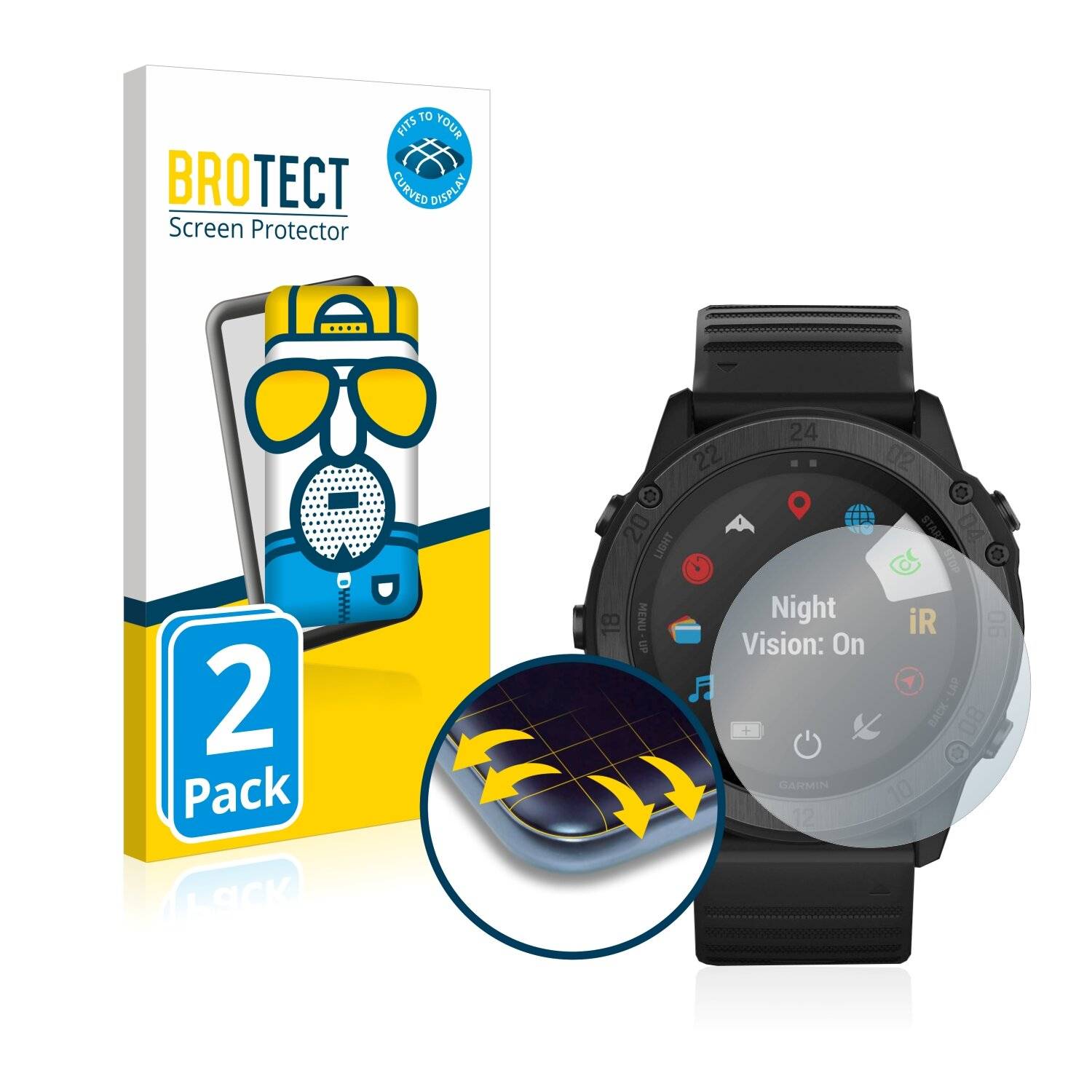 2x BROTECT Flex Matte Full-Cover Displayschutzfolie für Garmin Tactix Delta