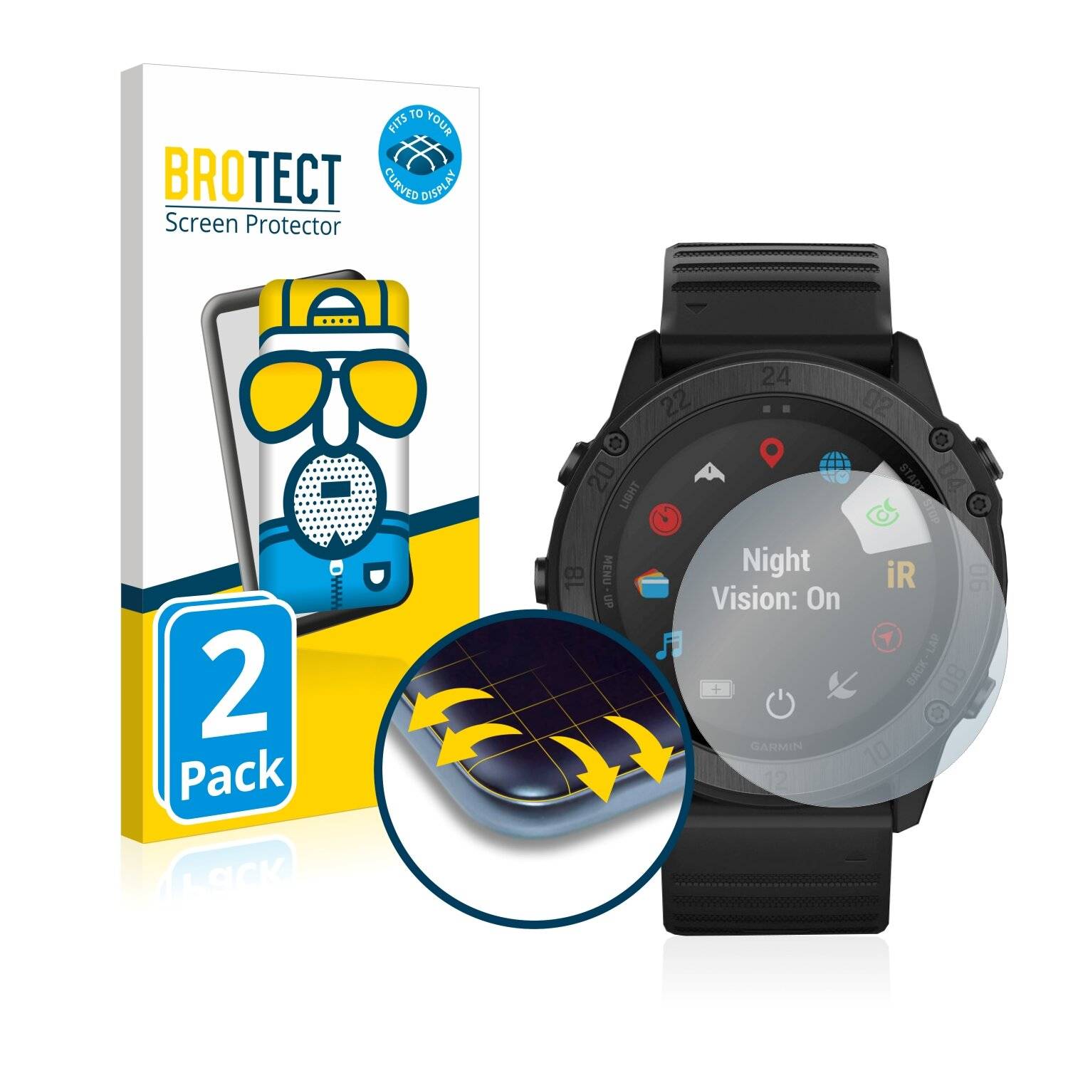2x BROTECT Flex Matte Full-Cover Displayschutzfolie für Garmin Tactix Delta Solar