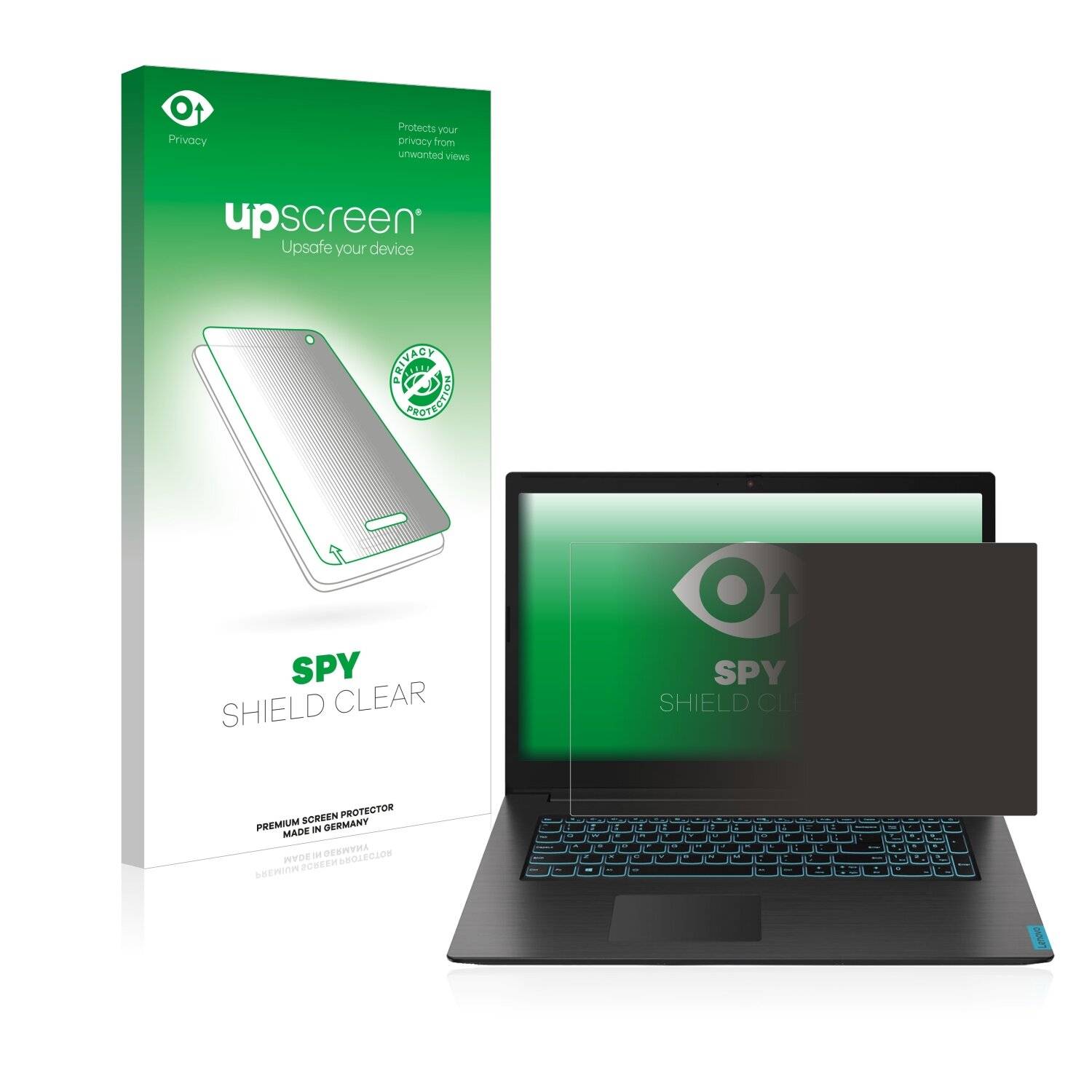 upscreen Spy Shield Clear Premium Blickschutzfolie für Lenovo IdeaPad L340 Gaming