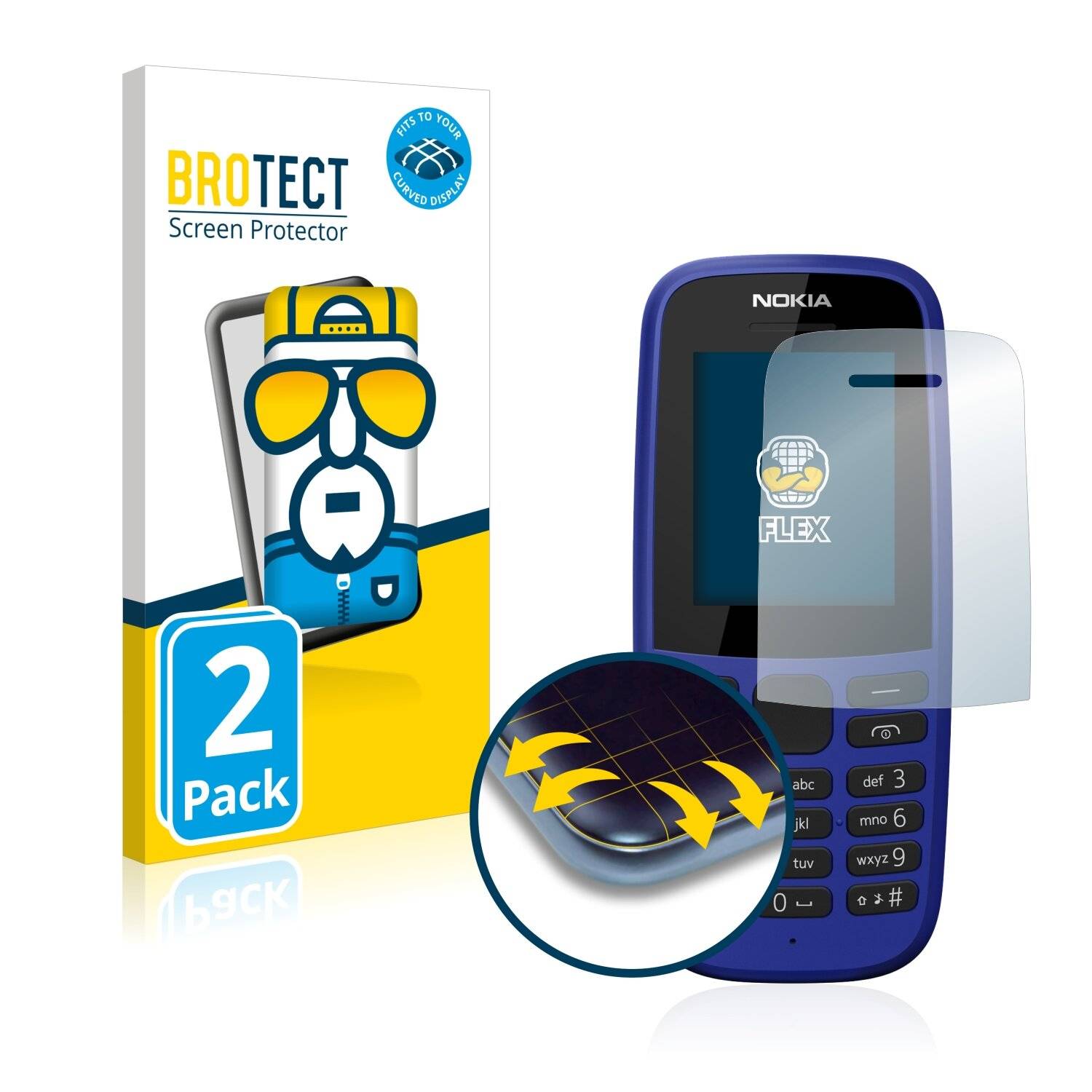 2x BROTECT Flex Full-Cover Displayschutzfolie für Nokia 105 DS