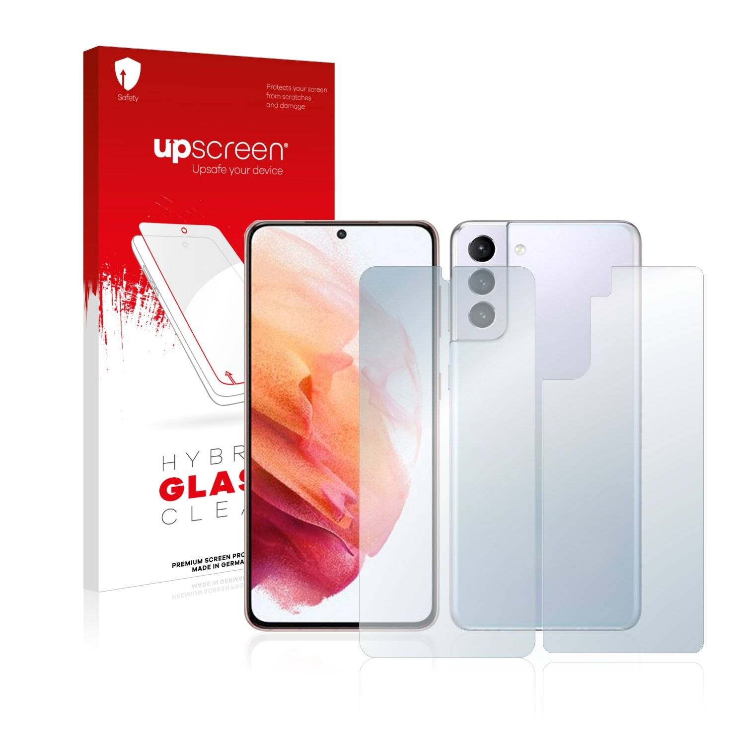 upscreen Hybrid Glass Clear Premium Schutzglas Folie für Samsung Galaxy S21 (Vorder +