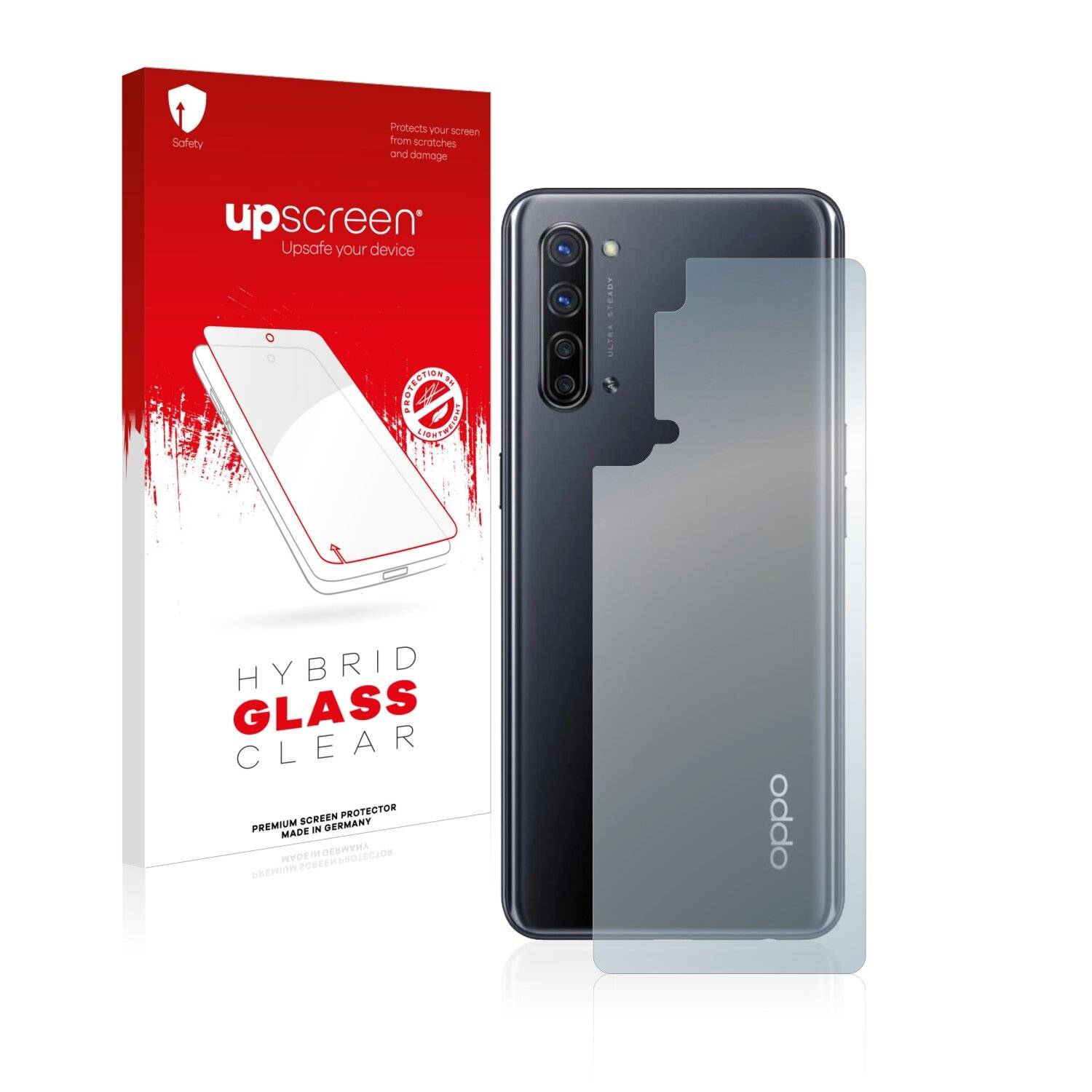 upscreen Hybrid Glass Clear Premium Schutzglas Folie für Oppo Find X2 Lite