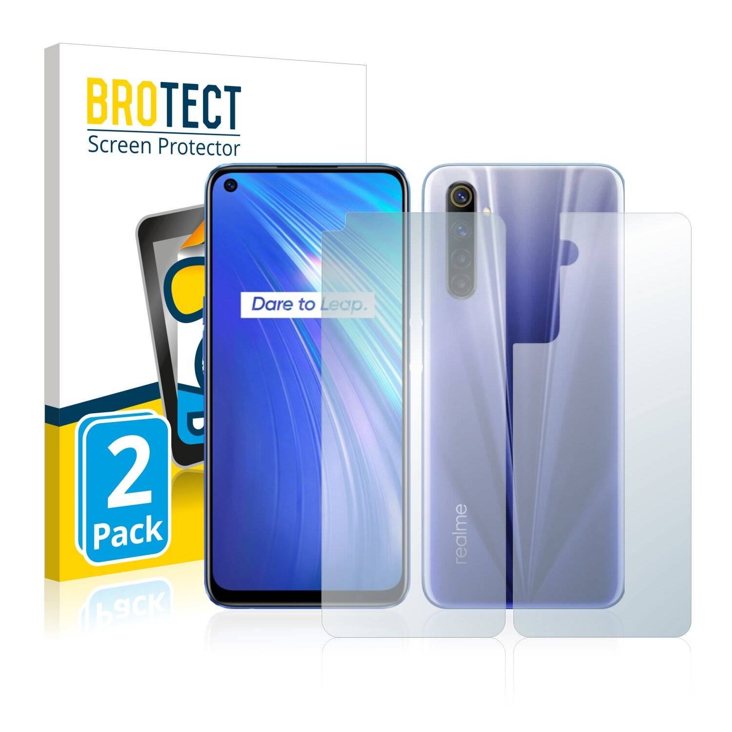 2x BROTECT Matte Displayschutzfolie für Realme 6 (Vorder + Rückseite) - Entspiegelt,
