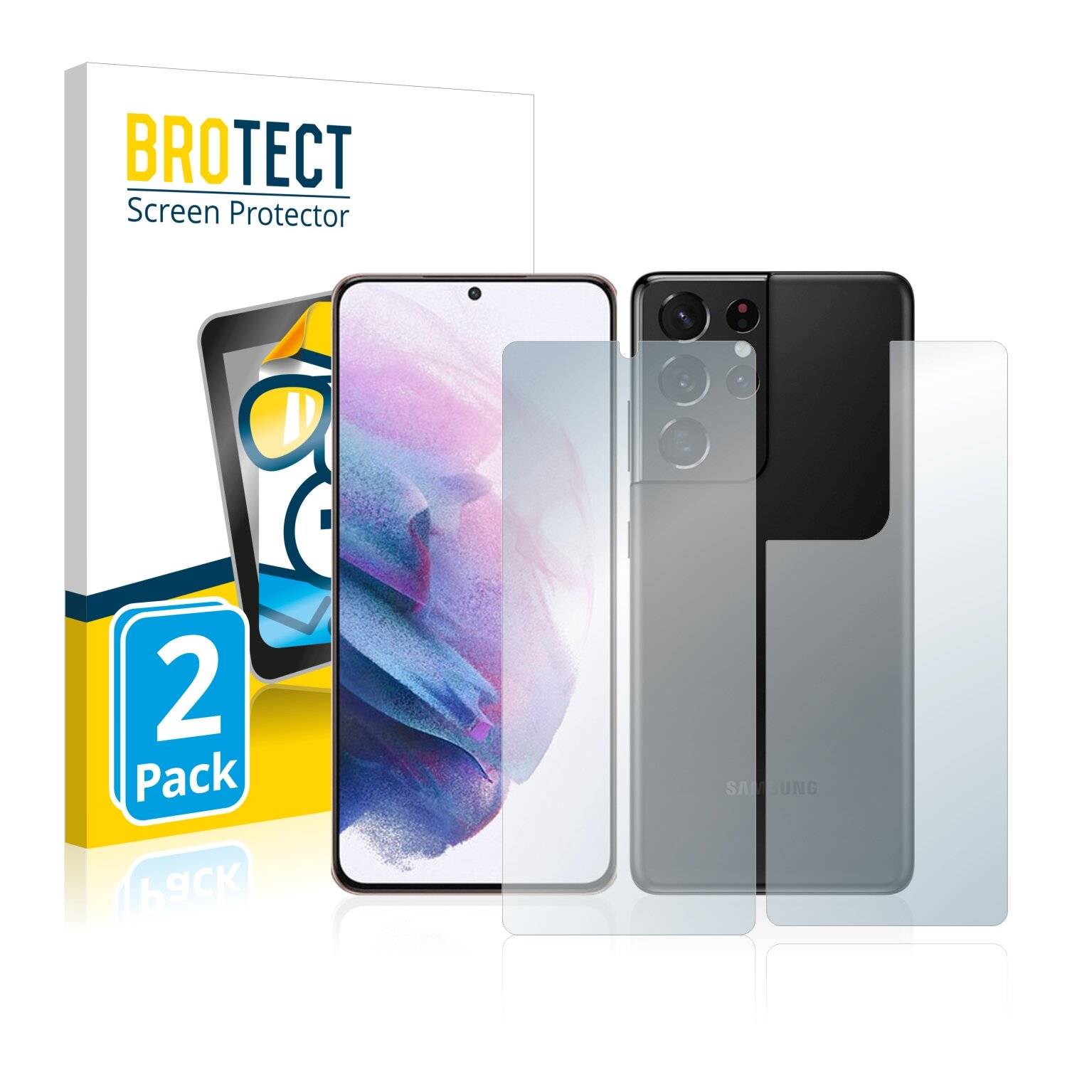 2x BROTECT HD-Clear Displayschutzfolie für Samsung Galaxy S21 Ultra 5G (Vorder +