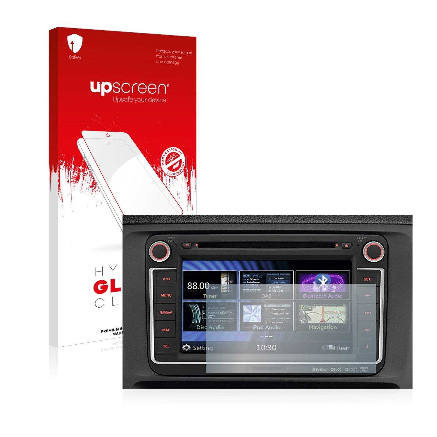 upscreen Hybrid Glass Clear Premium Schutzglas Folie für Volkswagen Golf Cross RMT