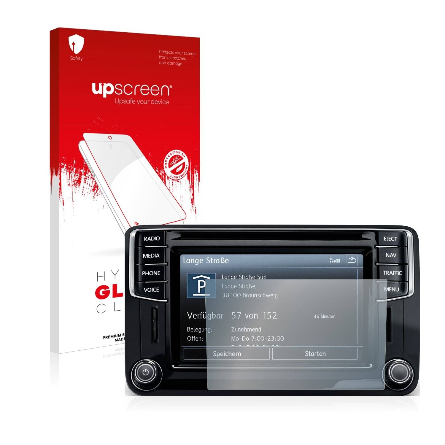 upscreen Hybrid Glass Clear Premium Schutzglas Folie für Volkswagen Beetle 2014 Discover