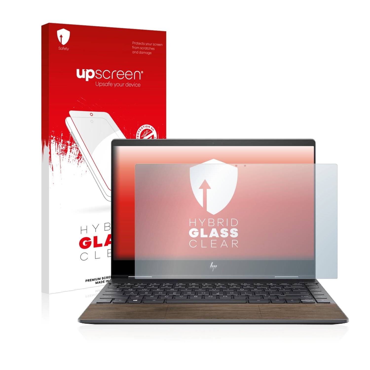 upscreen Hybrid Glass Clear Premium Schutzglas Folie für HP Envy x360 13 Wood