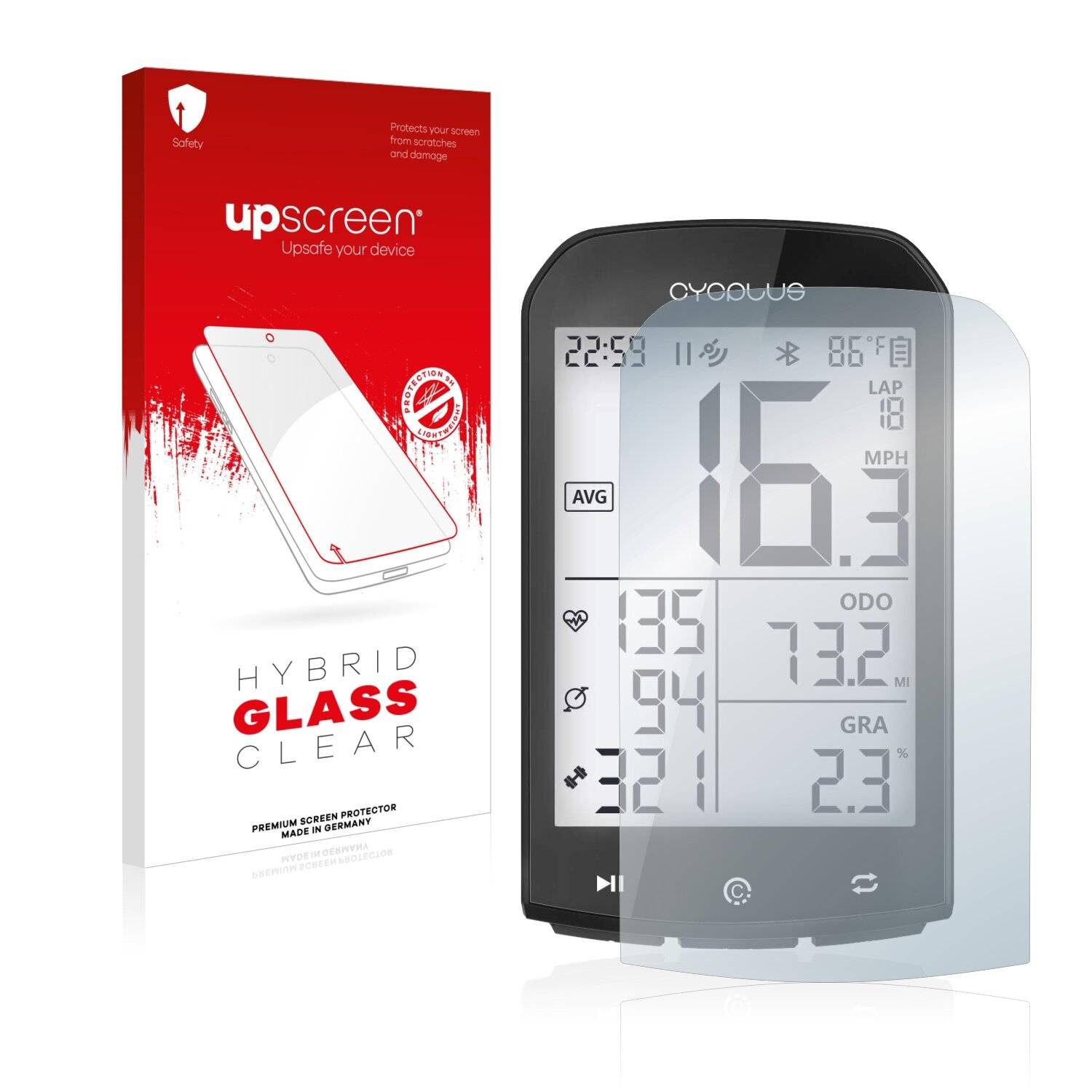 upscreen Hybrid Glass Clear Premium Schutzglas Folie für Cycplus M1