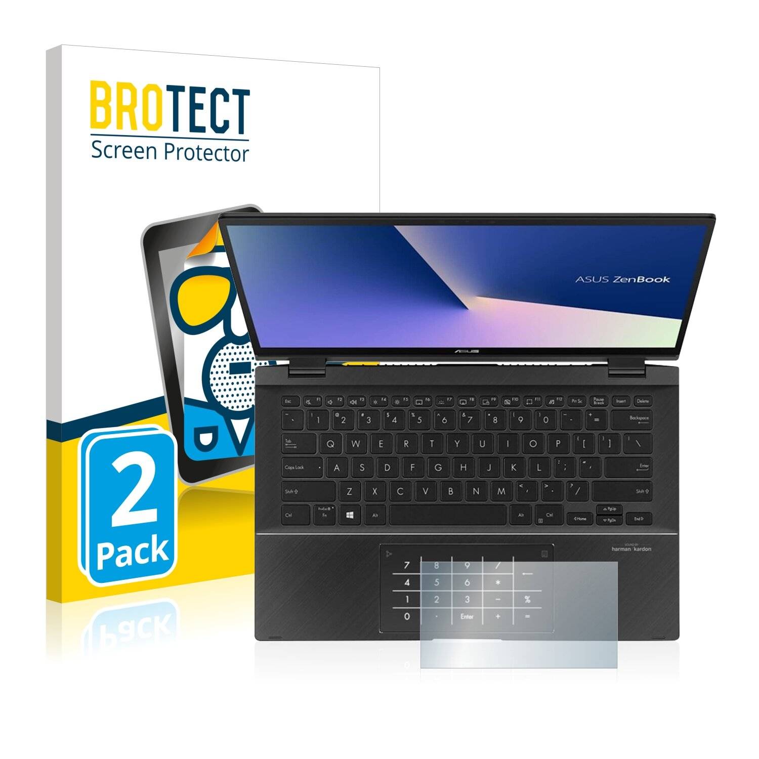2x BROTECT Matte Displayschutzfolie für Asus ZenBook Flip 14 UX463FA (Touch Trackpad) -