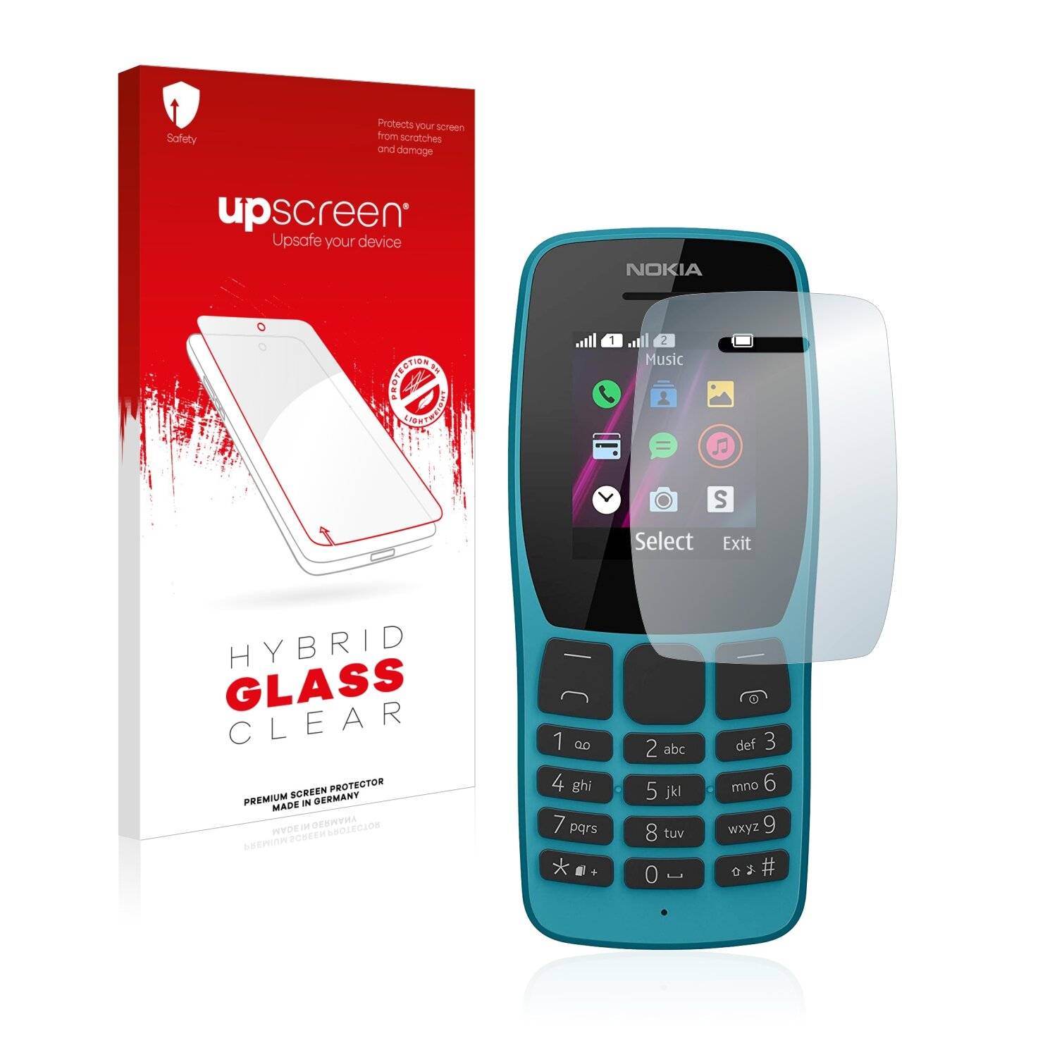 upscreen Hybrid Glass Clear Premium Schutzglas Folie für Nokia 110