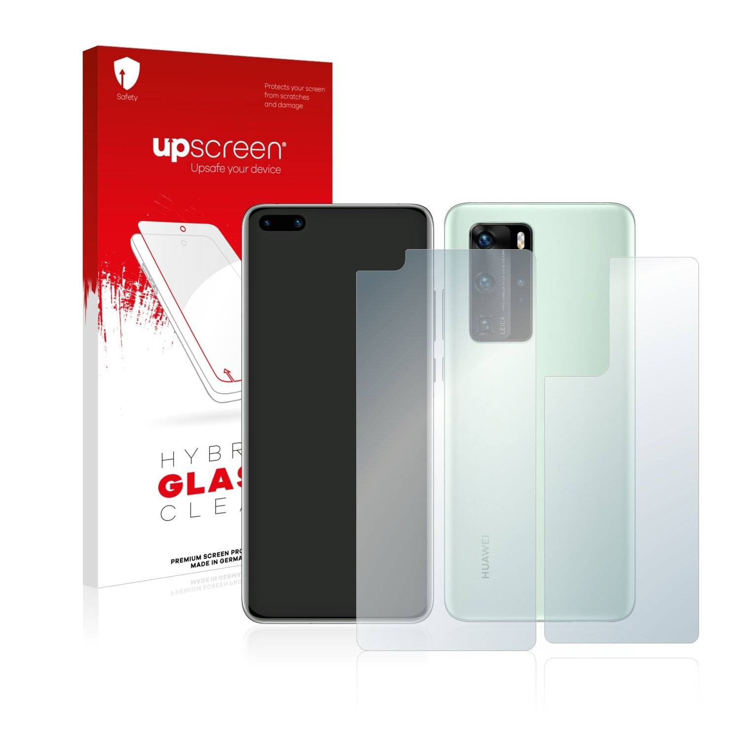 upscreen Hybrid Glass Clear Premium Schutzglas Folie für Huawei P40 (Vorder +