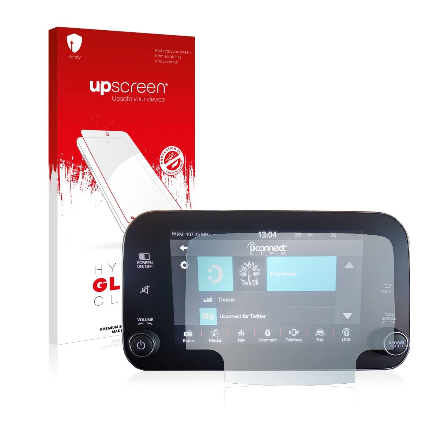 upscreen Hybrid Glass Clear Premium Schutzglas Folie für Fiat 500L Cross 2017-2020 Uconnet