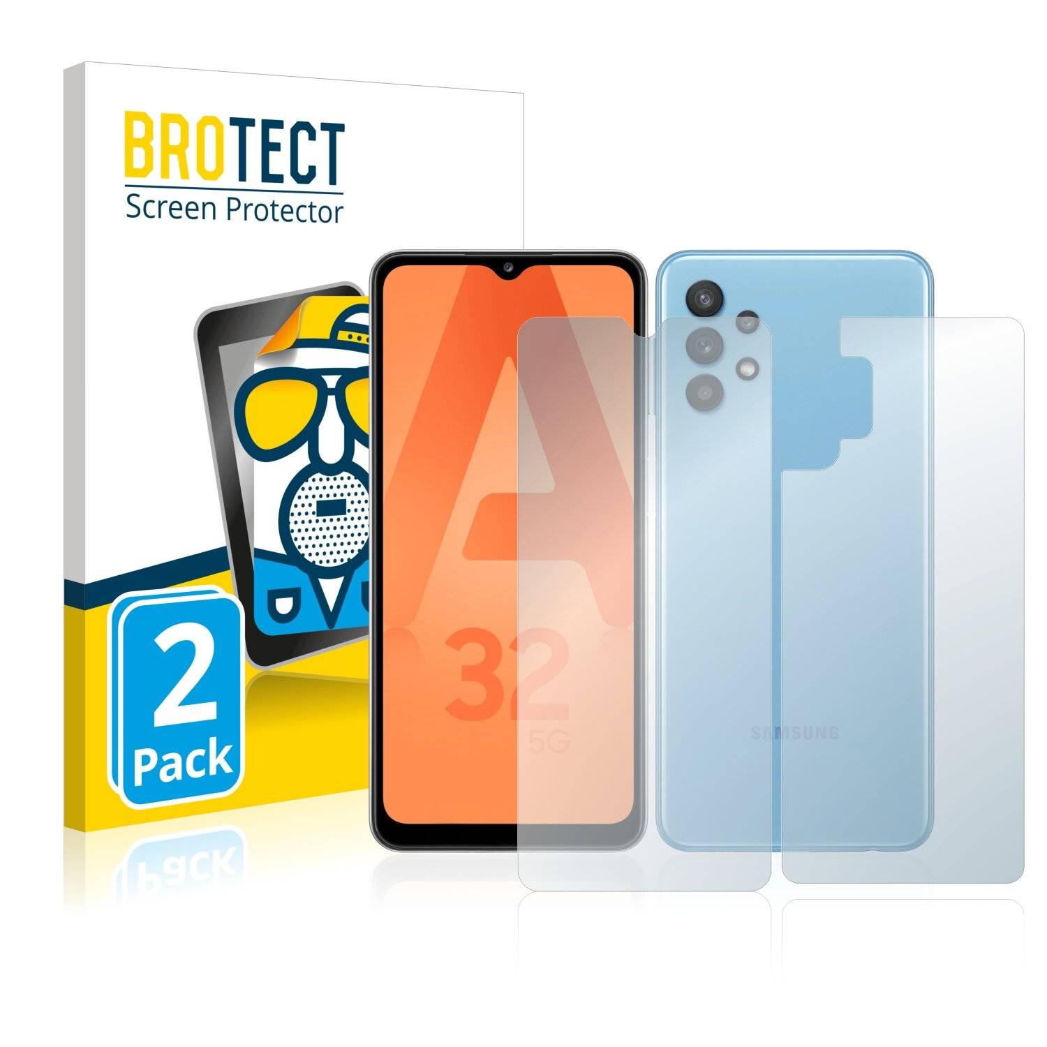 2x BROTECT Matte Displayschutzfolie für Samsung Galaxy A32 5G (Vorder + Rückseite) -