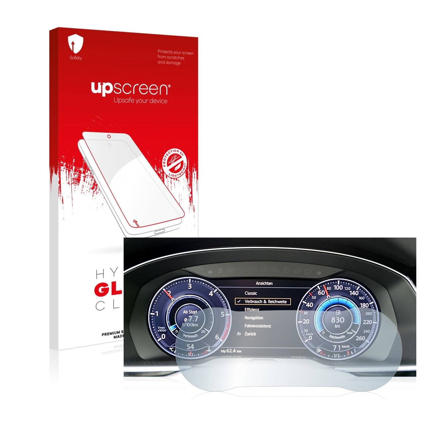 upscreen Hybrid Glass Clear Premium Schutzglas Folie für Volkswagen Golf 7 Variant 2018