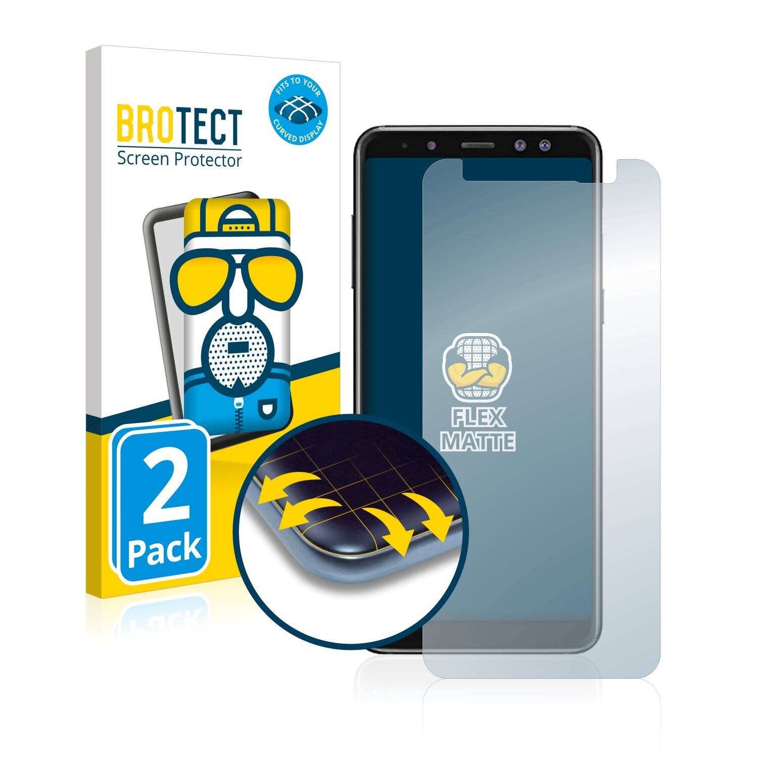 2x BROTECT Flex Matte Full-Cover Displayschutzfolie für Samsung Galaxy A8
