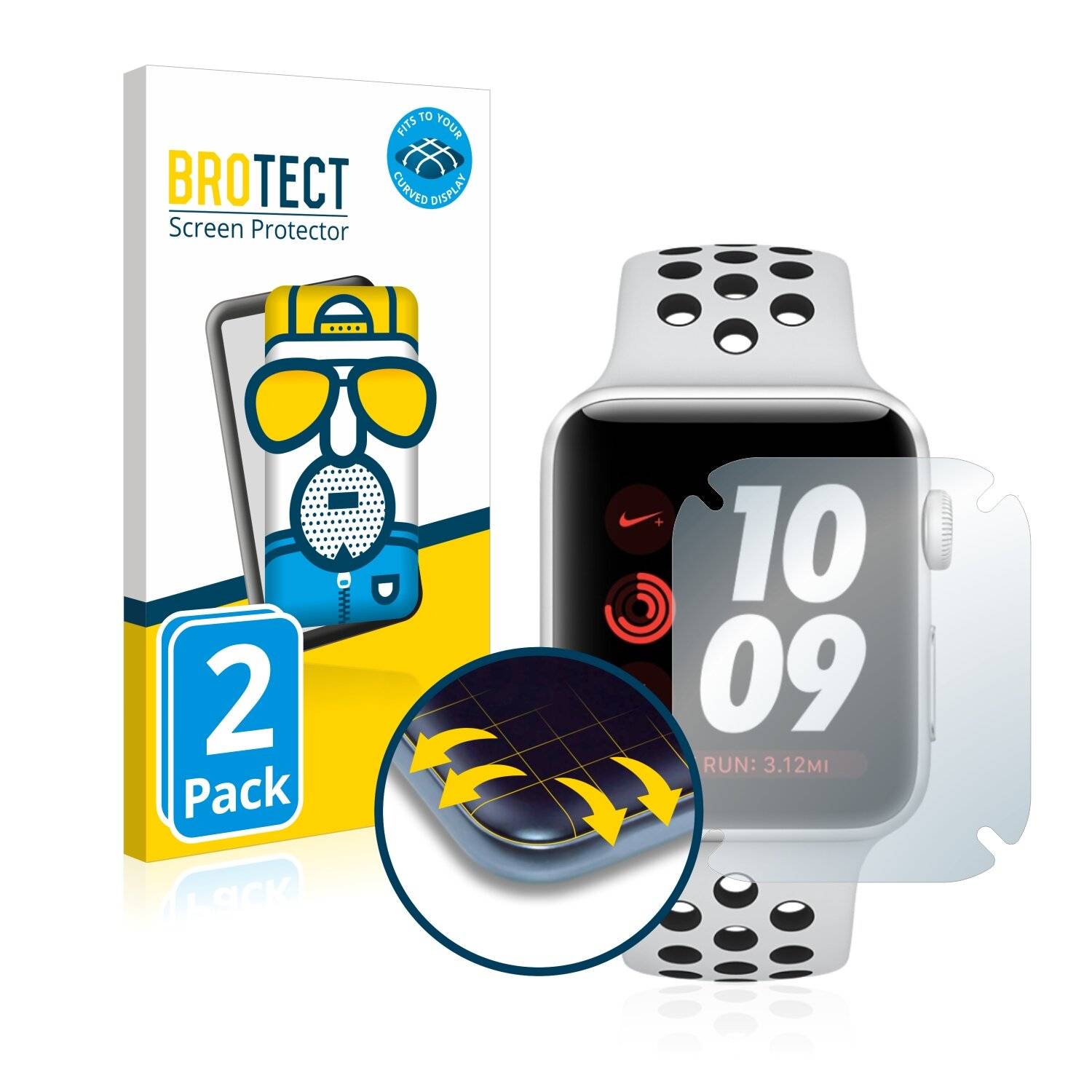 2x BROTECT Flex Matte Full-Cover Displayschutzfolie für Apple Watch Nike Plus Series 3 (42