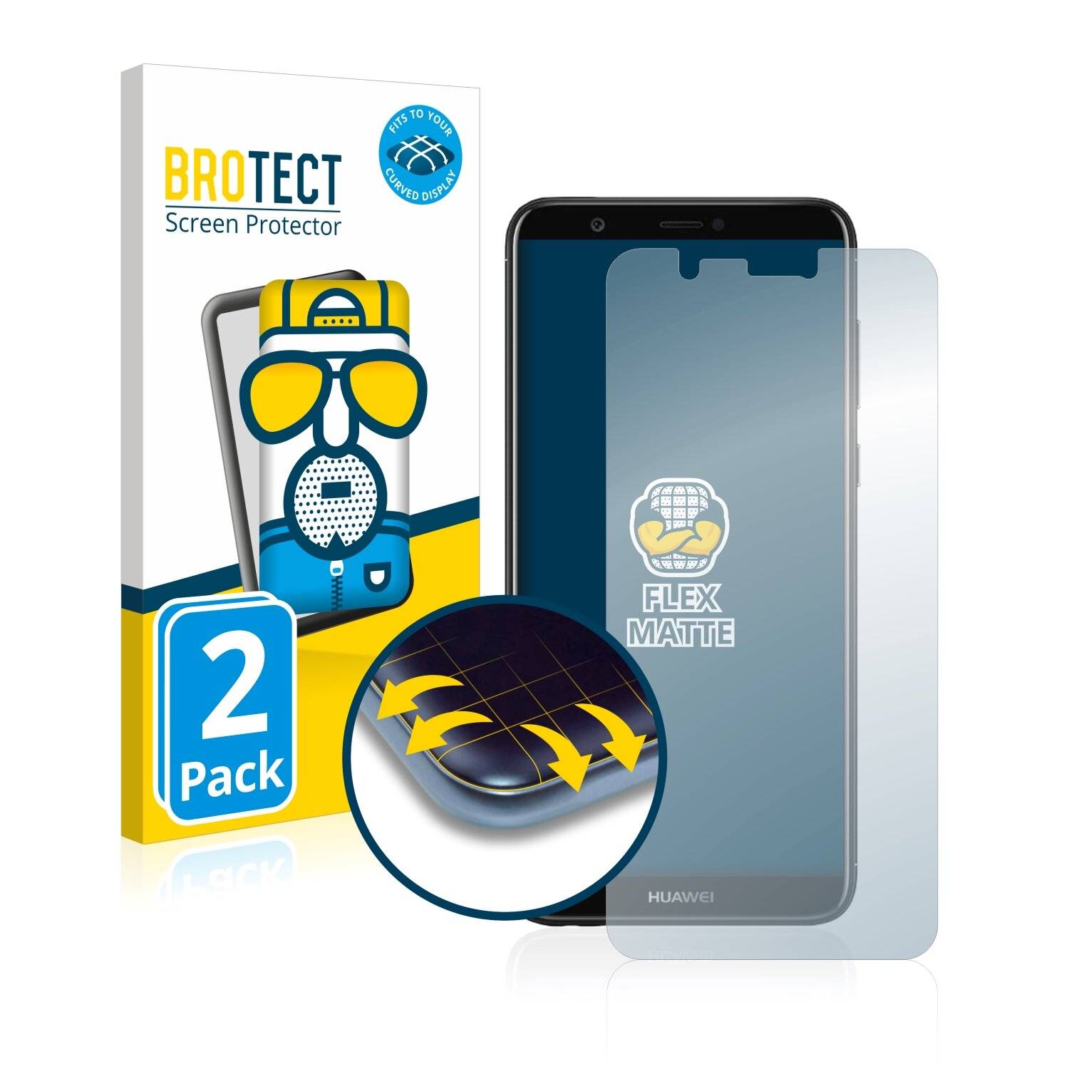2x BROTECT Flex Matte Full-Cover Displayschutzfolie für Huawei P smart
